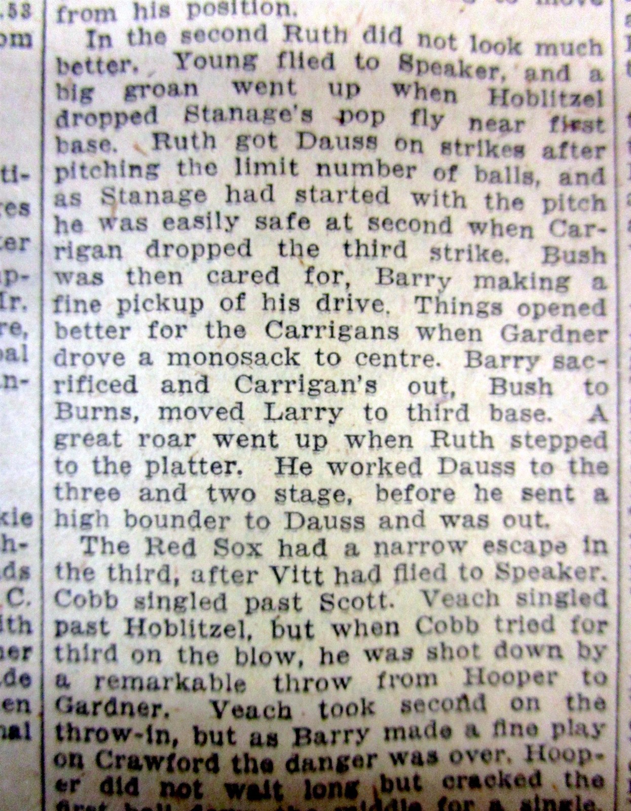 1915 newspaper Boston Red Sox w pitcher BABE RUTH going to BASEBALL WORLD SERIES