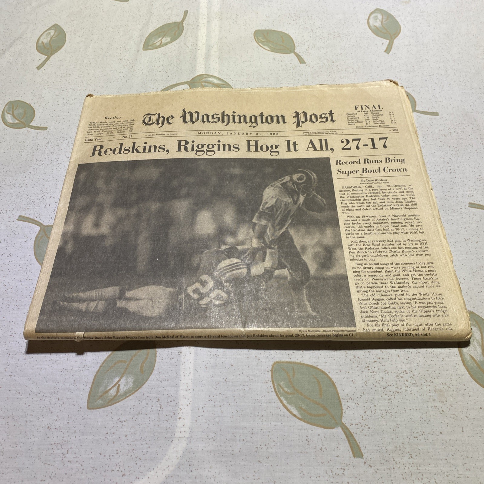 The Washington Post Monday January 31, 1983 Redskins