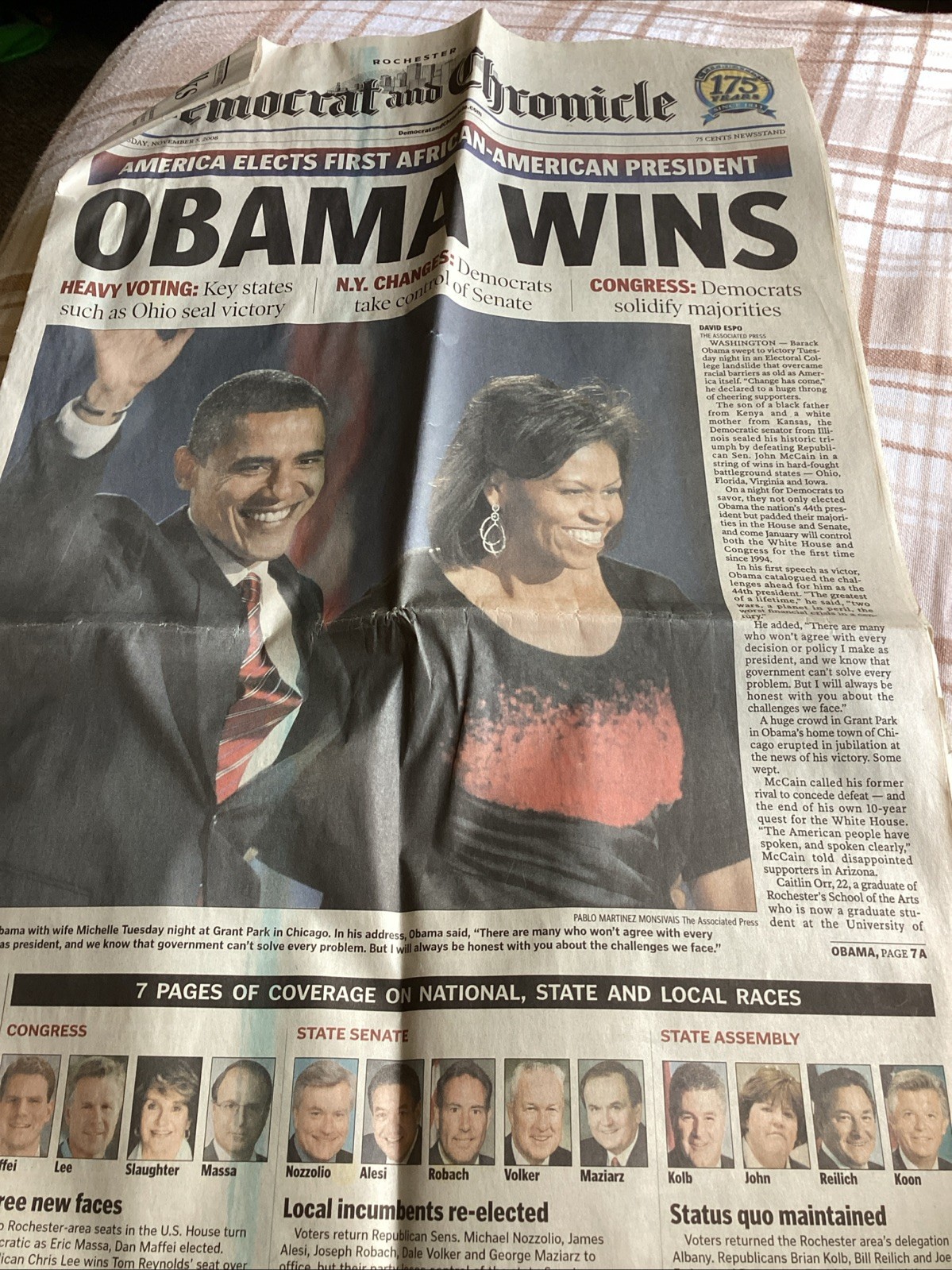 Democrat & Chronicle Rochester November 5, 2008, Barrack Obama Wins – 061323JBAN