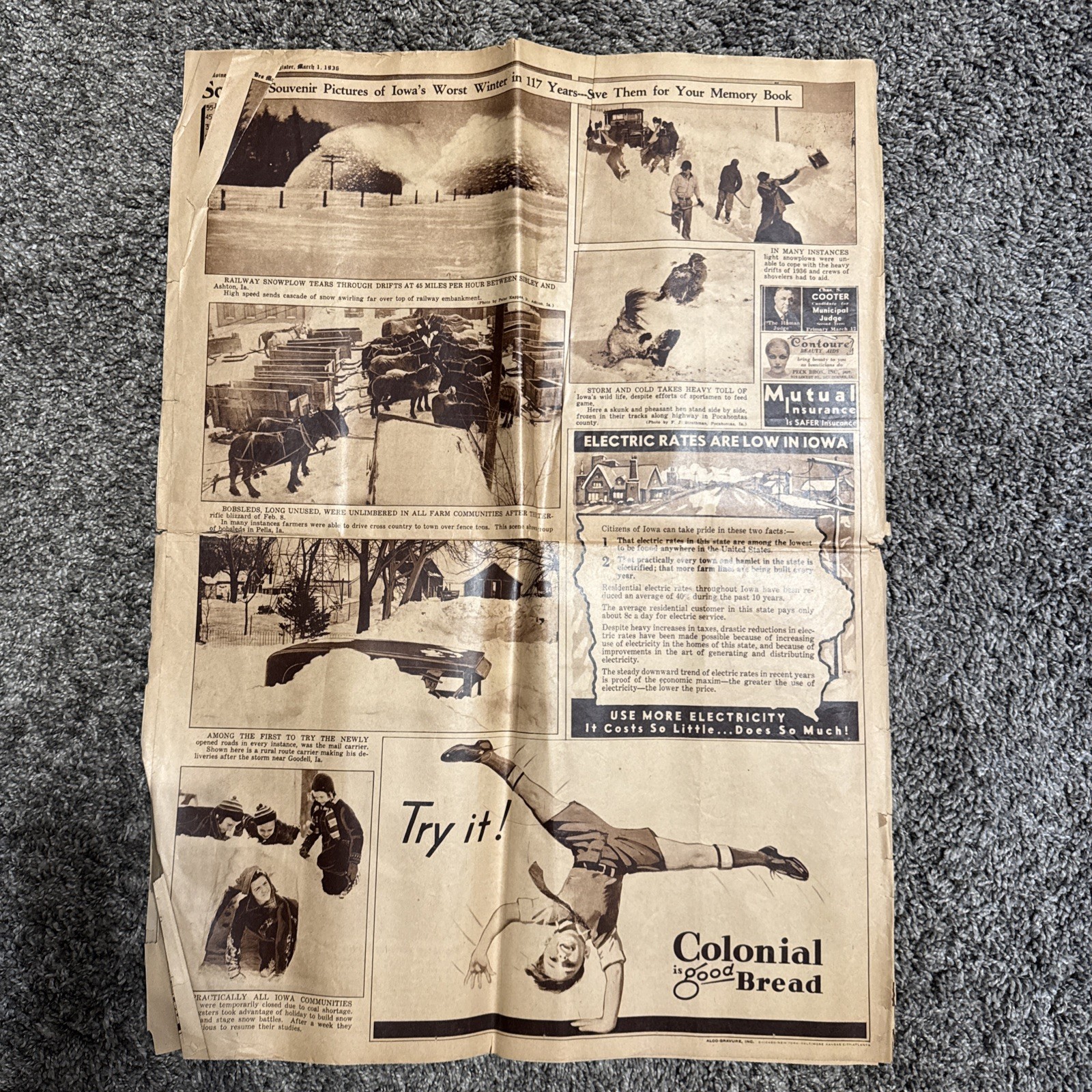 old newspapers lot 1936 Des Moines Sun. Reg. 1946 Cedar Rapids Gazette Iowa Cent