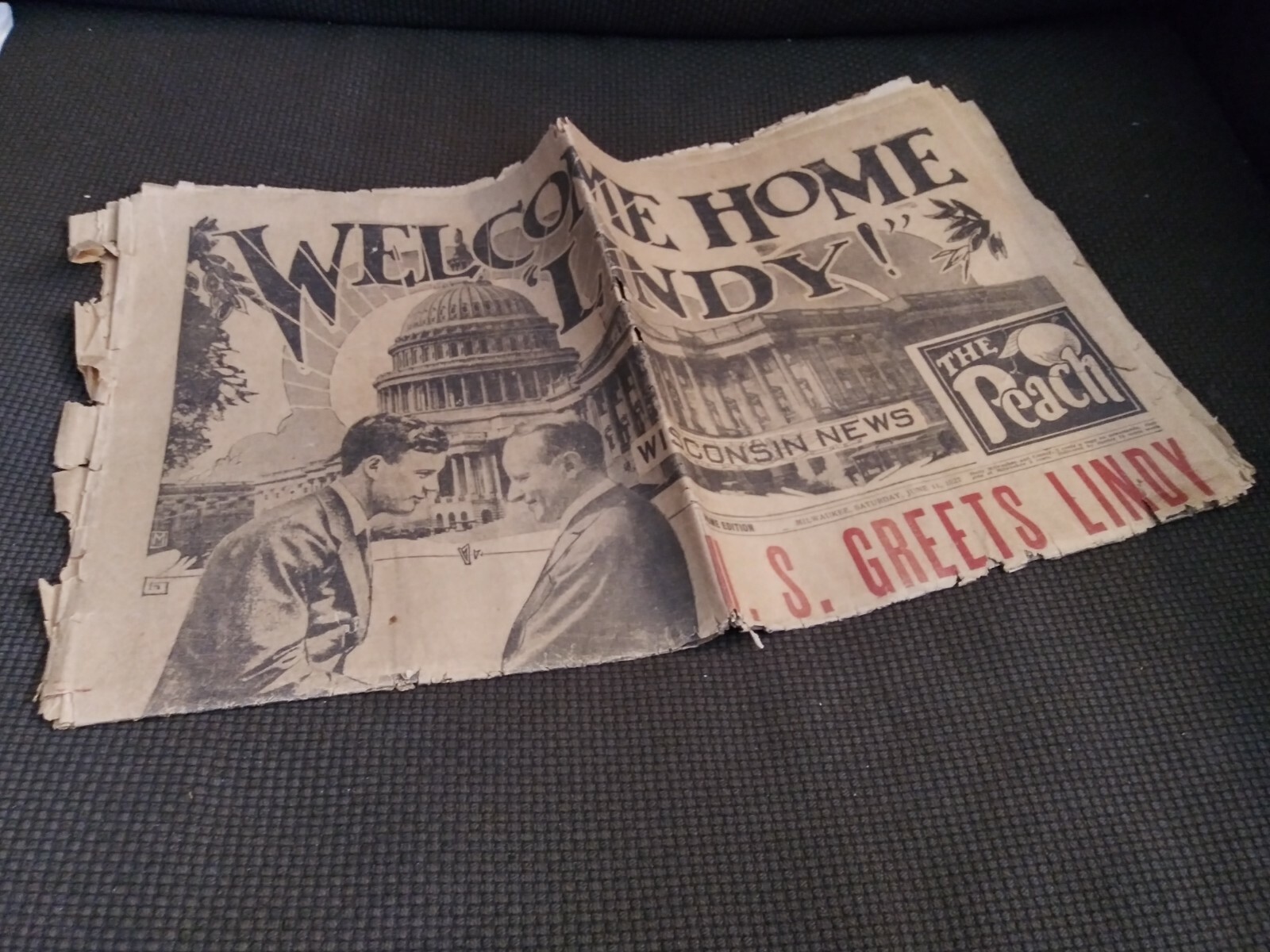June 11 1927 Wisconsin News Newspaper Charles Lindbergh Headline Milwaukee