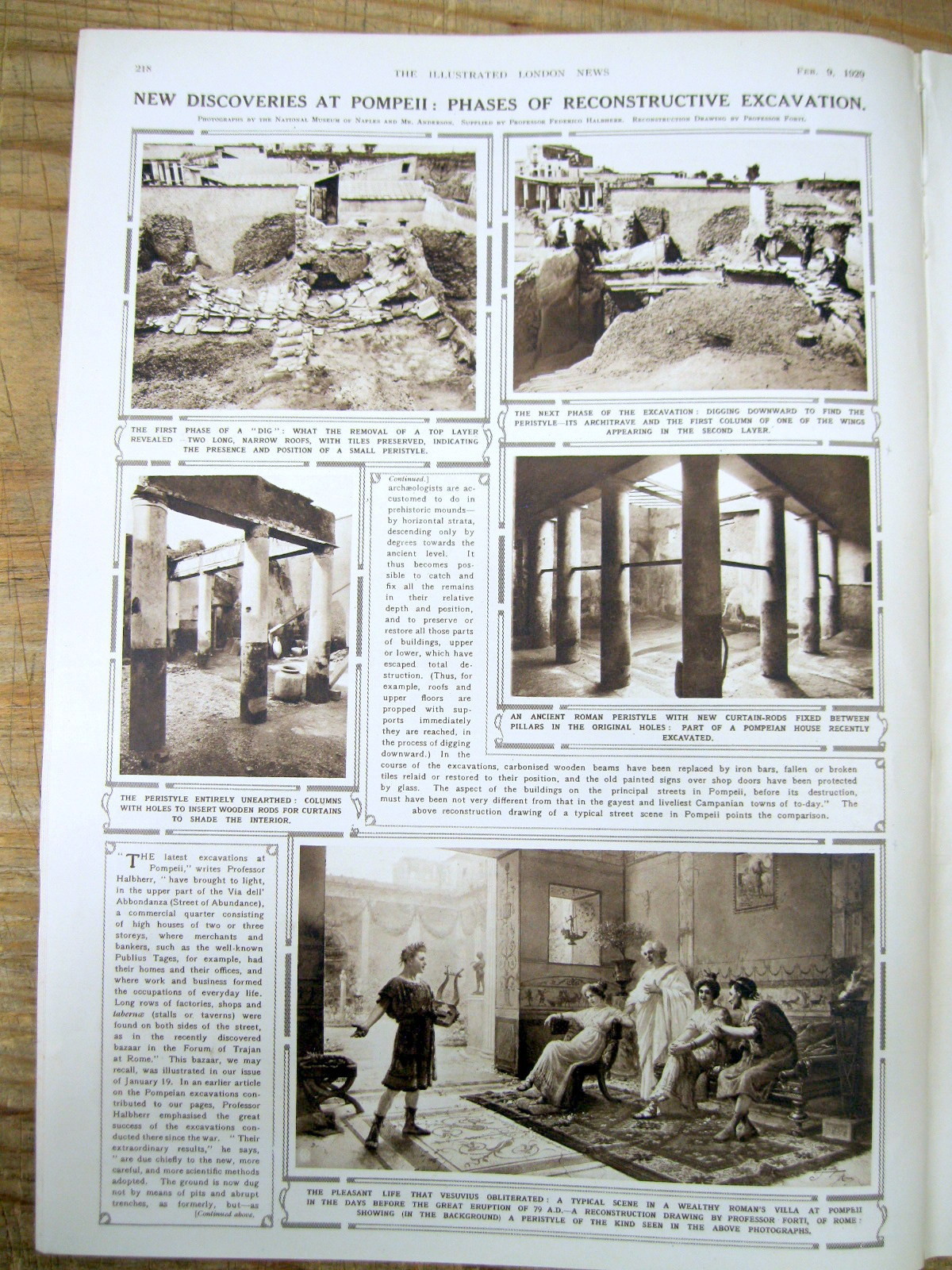 1929 illustrated newspaper w PHOTOS newest discoveries POMPEII Italy ARCHEOLOGY