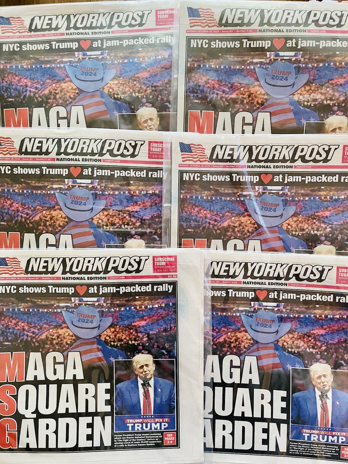 ??Donald Trump MAGA SQUARE GARDEN NYC NEW YORK Post Newspaper 10/28/24 MADISON