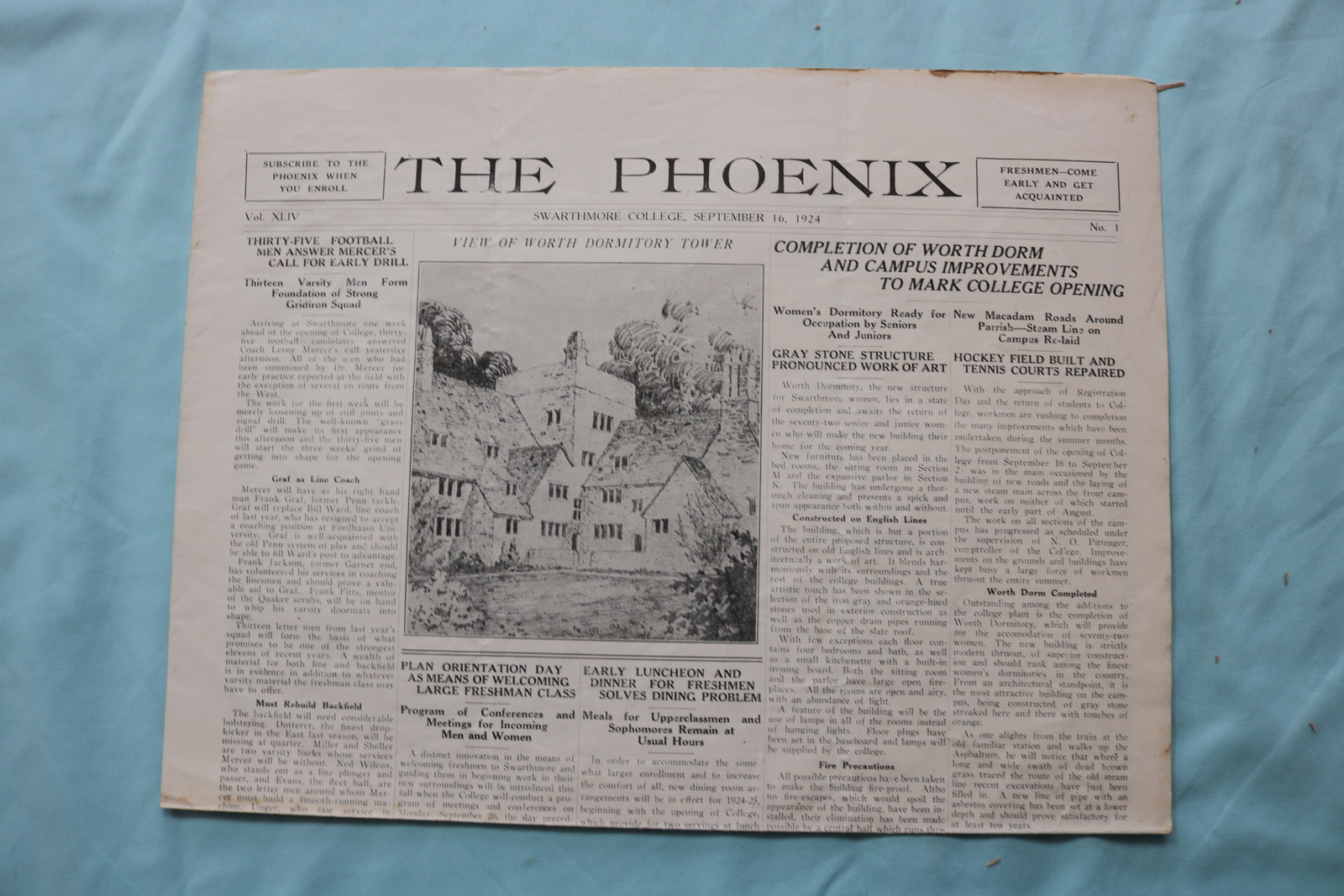 1924-1925 THE PHOENIX – SWARTHMORE COLLEGE NEWSPAPER – LOT OF 11 – K 2520