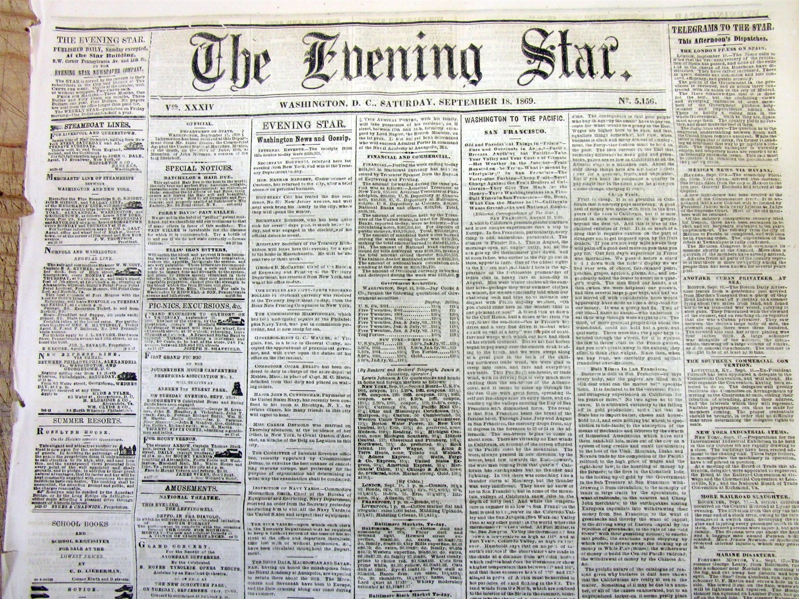 1869 newspaper DETAILED early DESCRIPTION of SAN FRANCISCO California 155 yr ago
