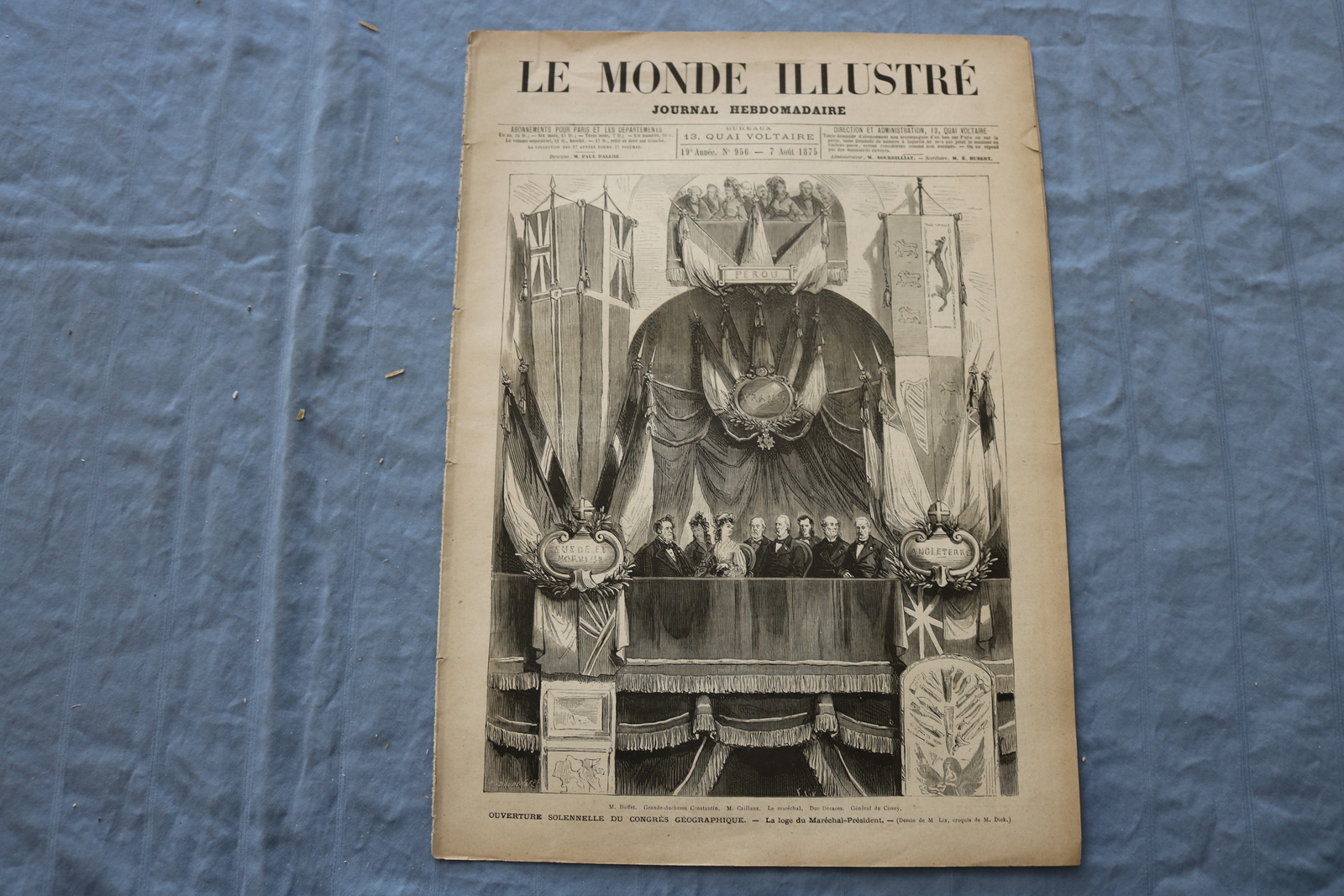 1875 AUG 7 LE MONDE ILLUSTRE MAGAZINE – OUVERTURE SOLENNELLE – FRENCH – NP 8453