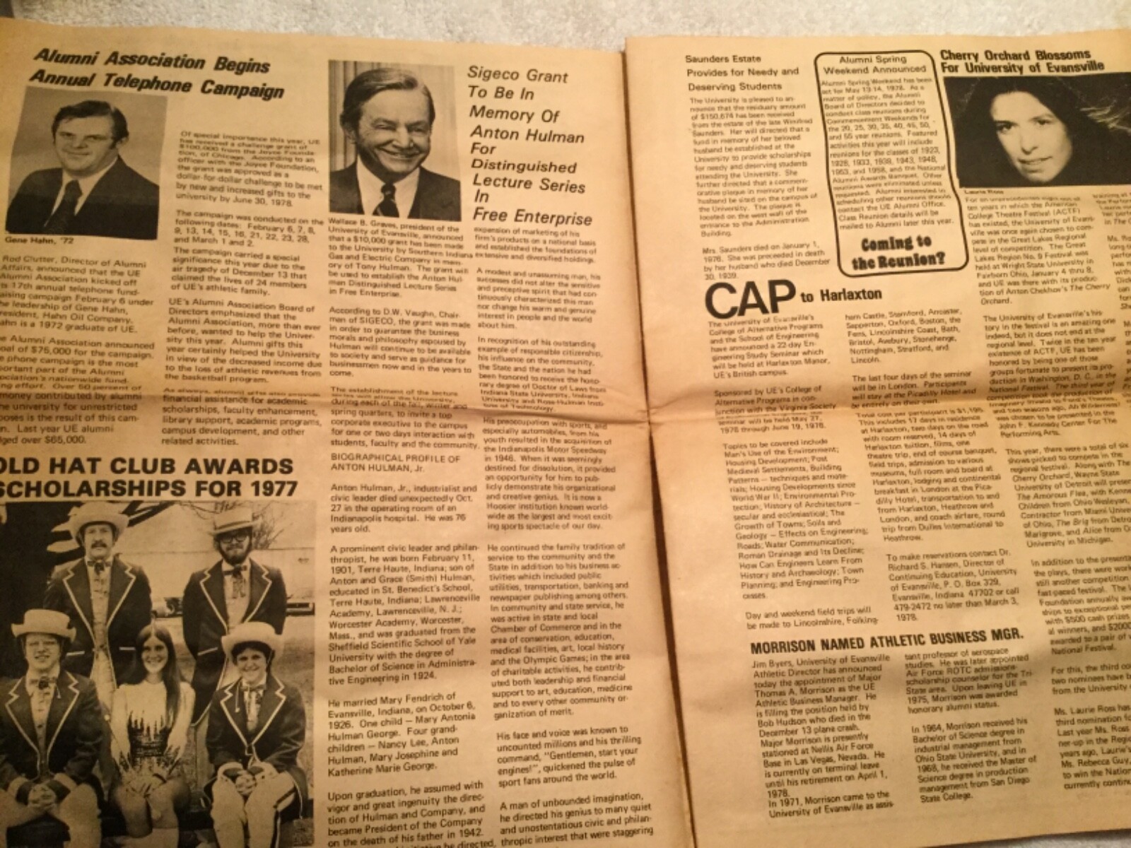 1977 University of Evansville Newspaper In Memoriam Basketball Team Plane Crash
