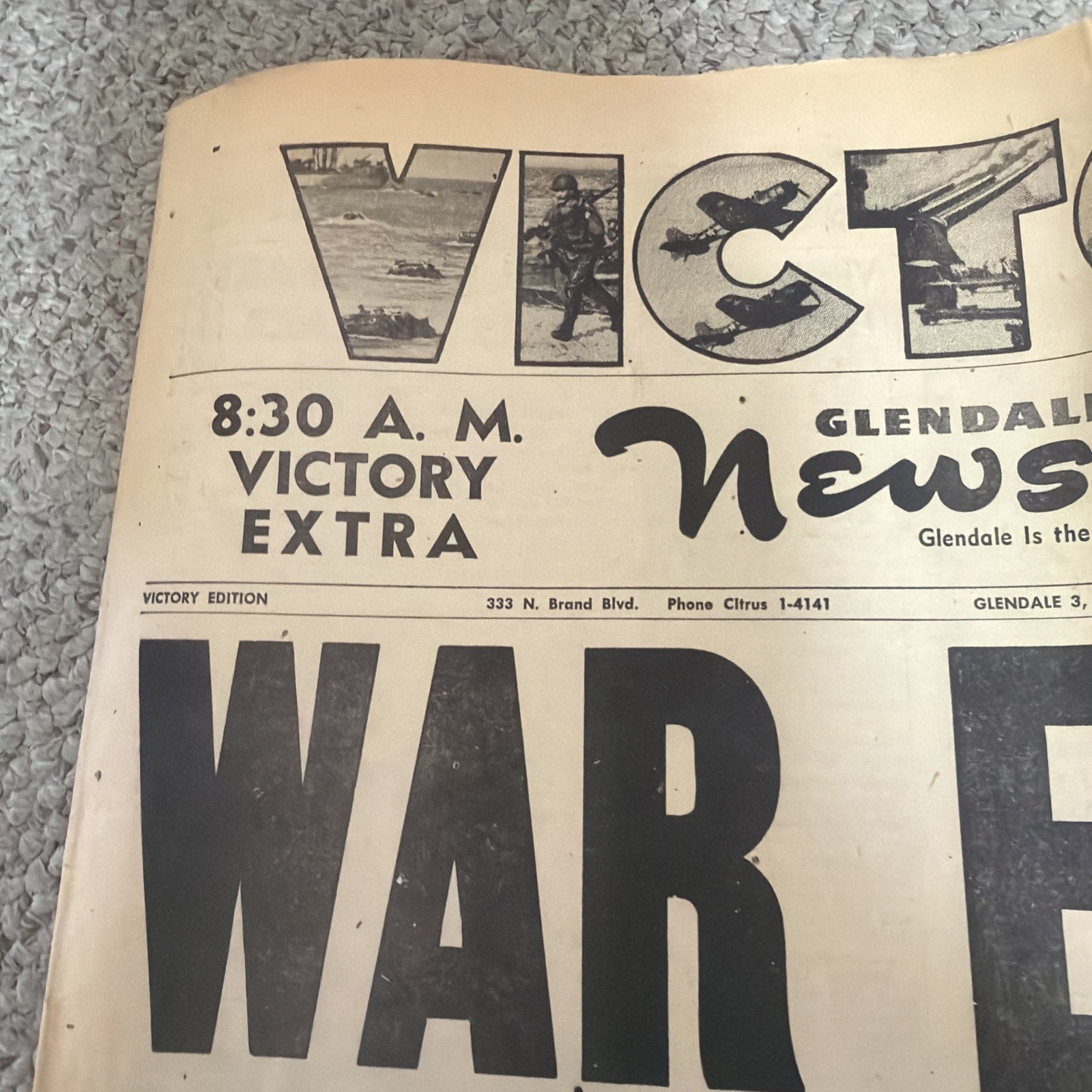 Glendale News-Press May 1945 Victory Extra War Ends in Europe