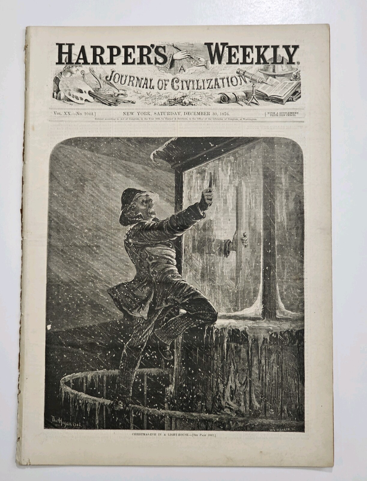 1876 Harper’s Weekly December 30, Nast Christmas Santa “Twas The Night Before”
