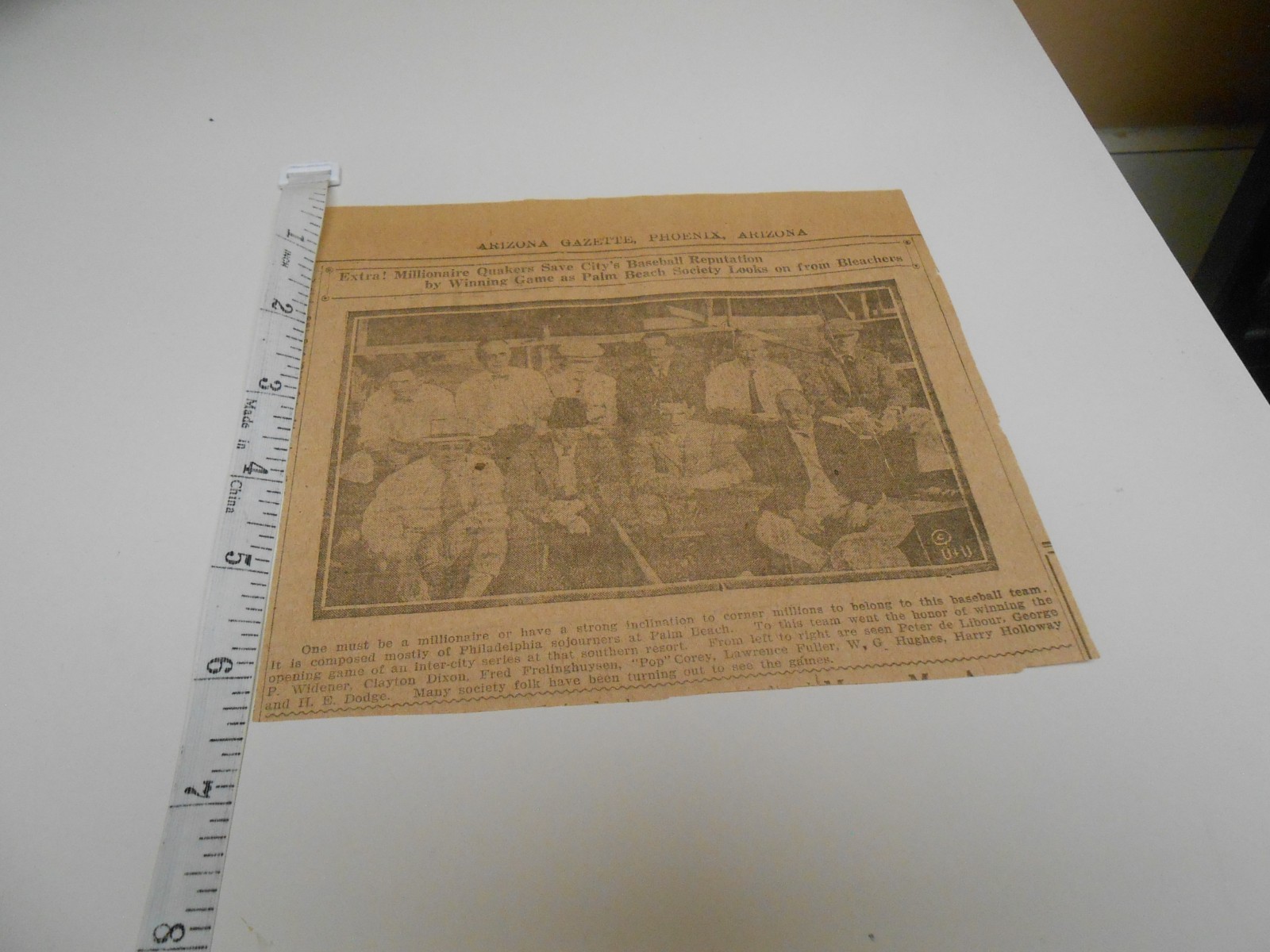 3/21/1919 Arizona Newspaper Clipping – Philadelphia Millionaires Baseball Team