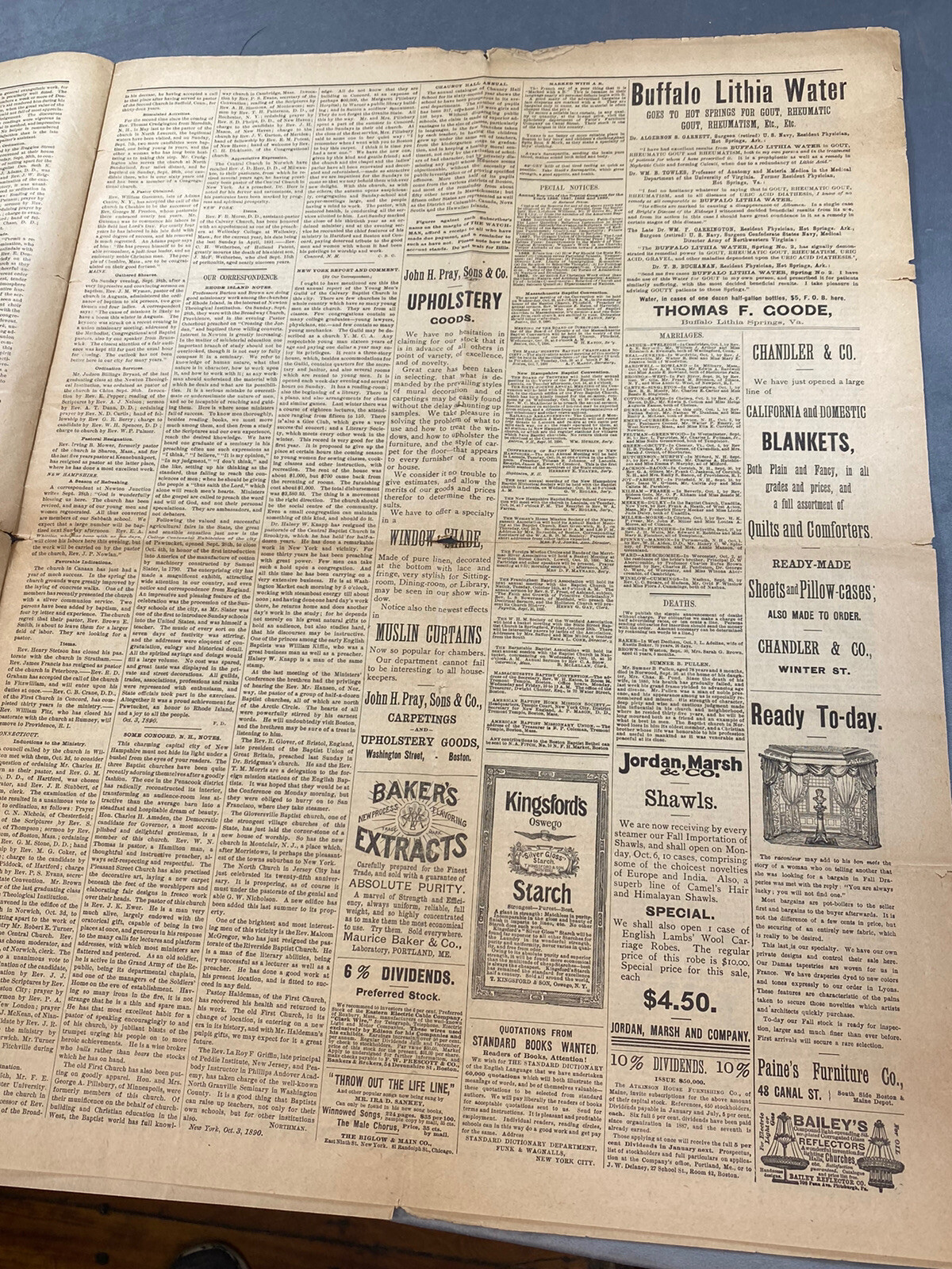 1890 Boston Newspaper “The Watchman” Many Interesting Ads & Articles, Catholic