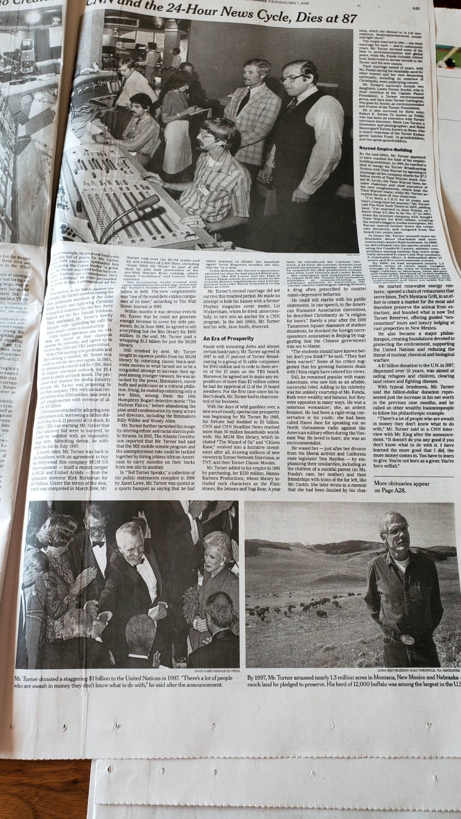 Ted Turner Obituary CNN The New York Times Thursday May 7 2026 UNREAD