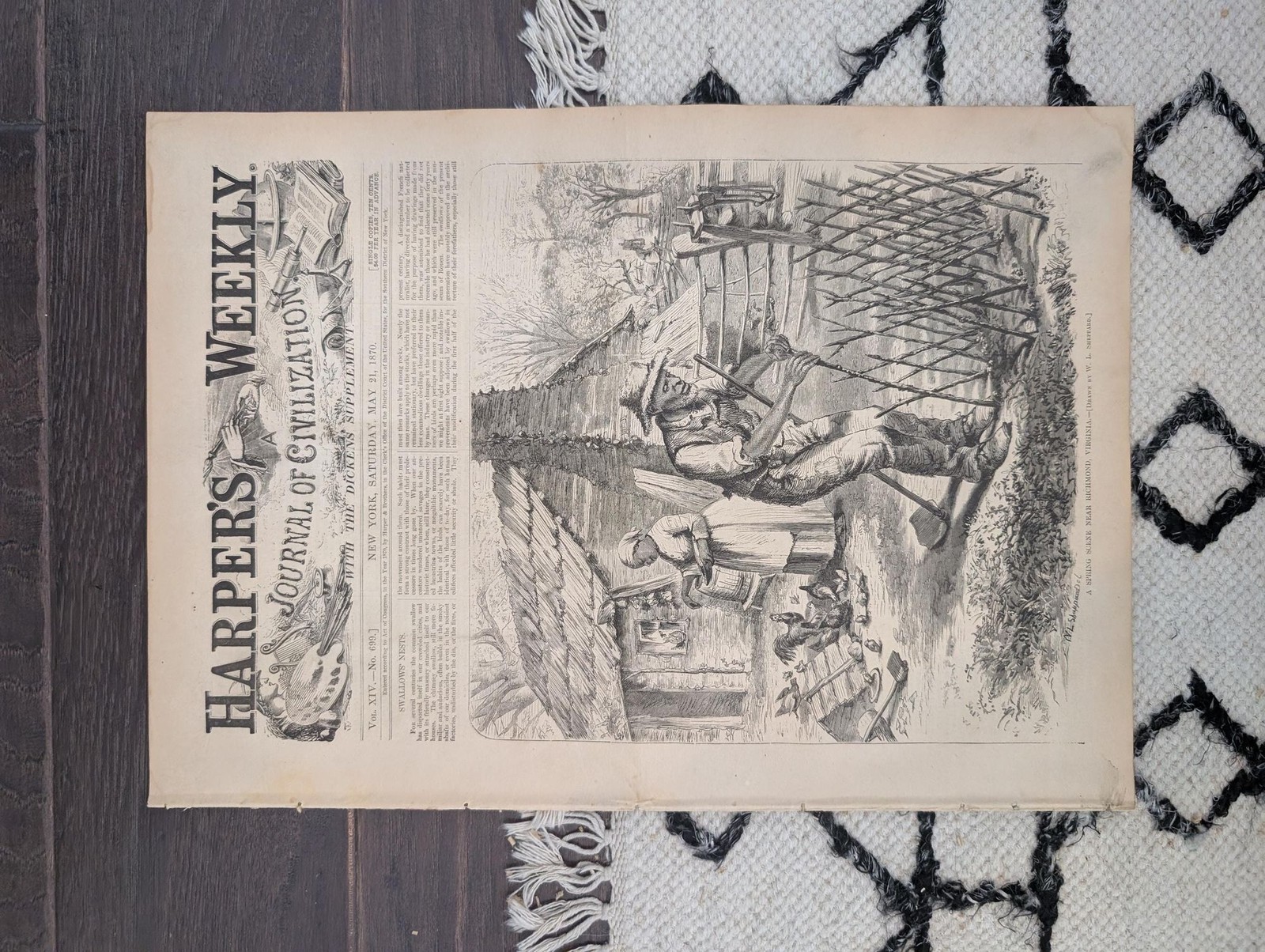 Harpers Weekly May 21, 1870 Winslow Homer Spring Blossoms William Lloyd Garrison