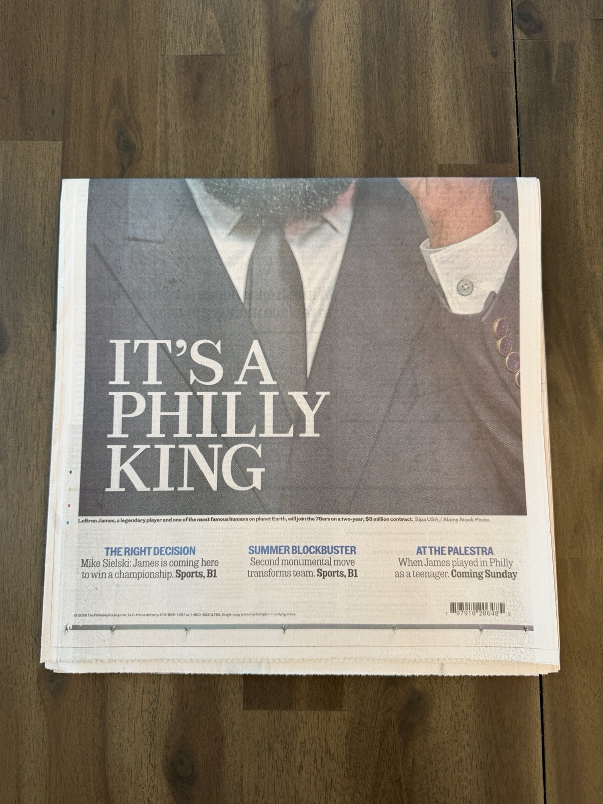 Lebron James Philadelphia 76ers Philadelphia Newspaper 7/25/26