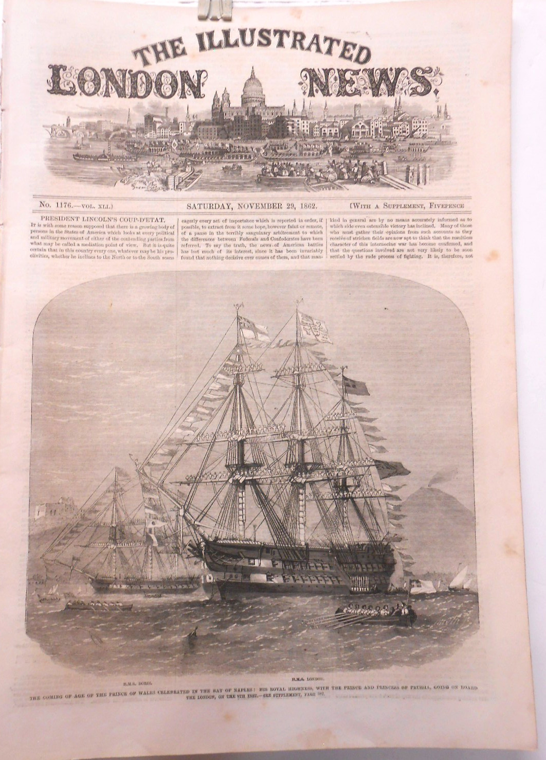 Newspaper – U.S. Civil War Lincoln Replaces McClellan -300 SIOUX To Hang – 1862