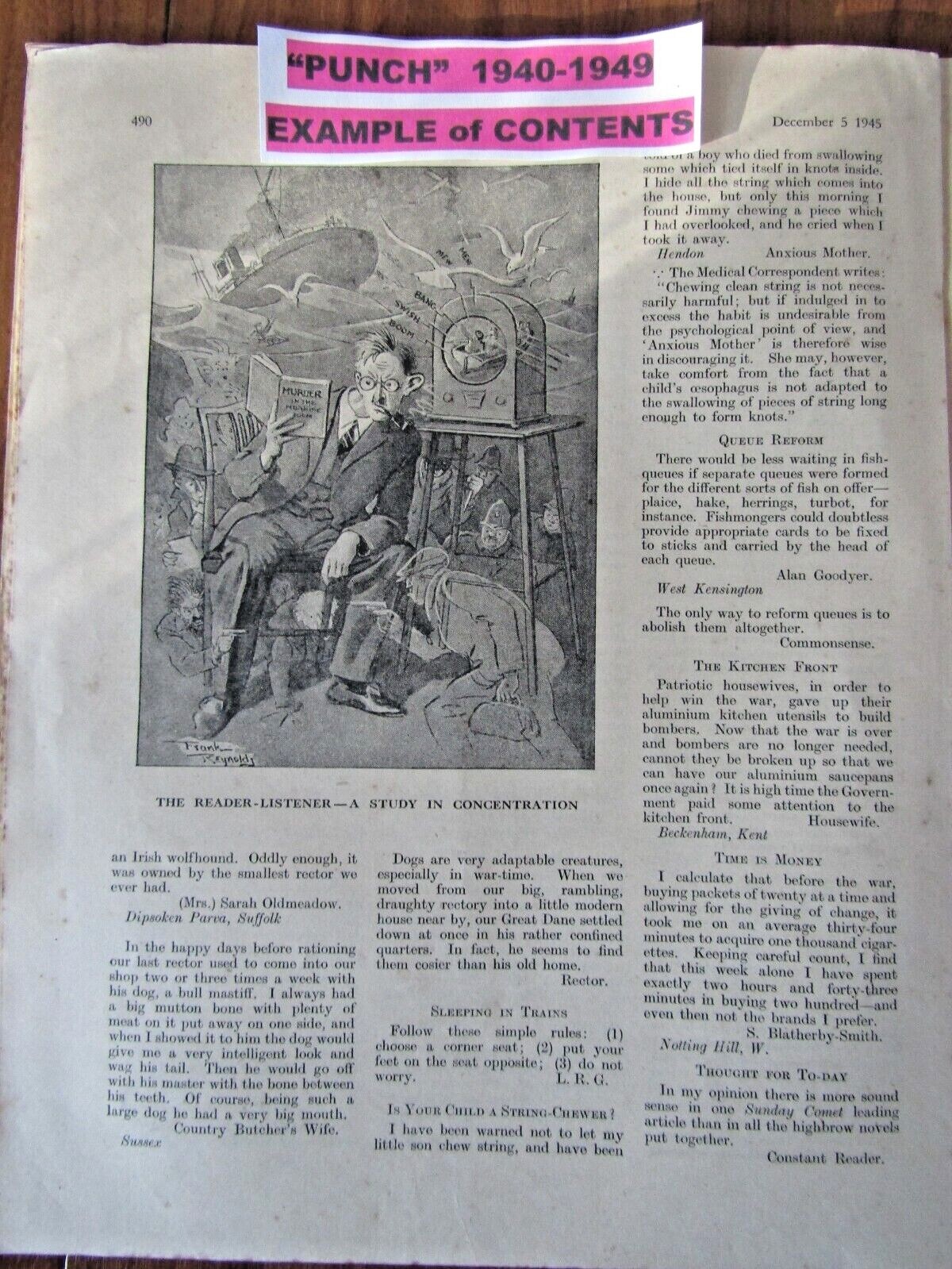 PUNCH MAGAZINES 1940-1949, Huge Selection, Letters, Cartoons, Humour, Adverts