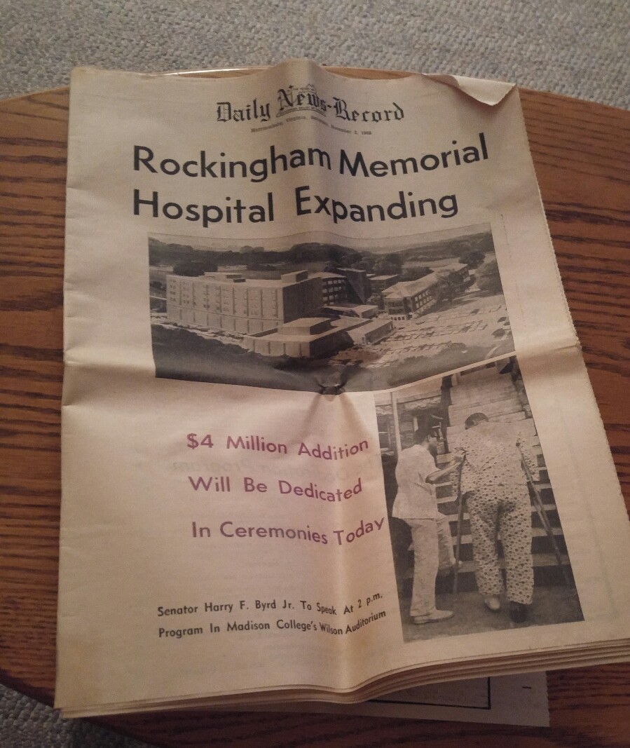 005 VTG Daily News Record Newspaper Nov 2 1968 Rockingham Memorial Hospital Expa