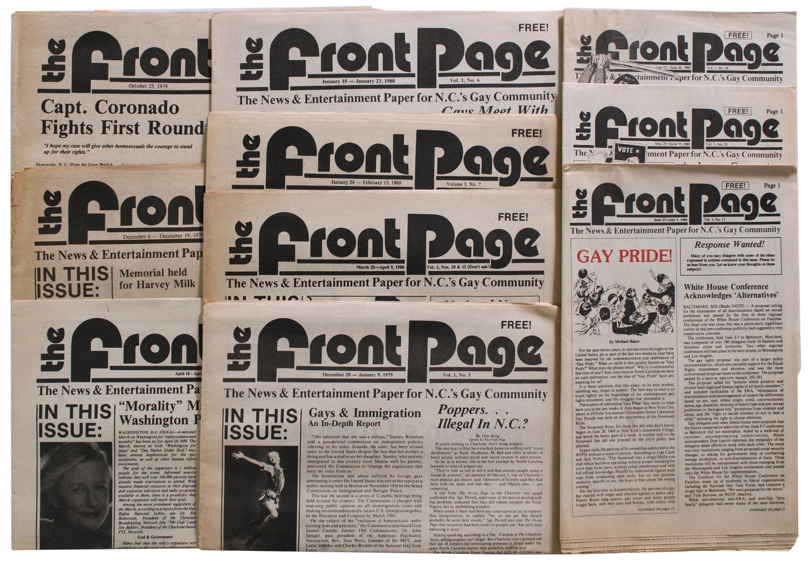LGBTQ Periodicals North Carolina Newspapers Raleigh The Front Page 1980