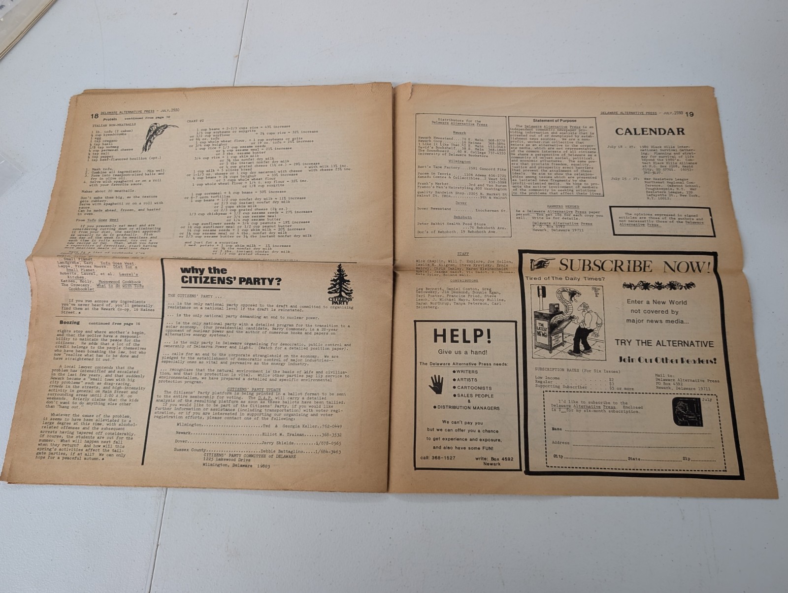 Vintage July 1980 Delaware Alternative Press Underground Newspaper 25¢