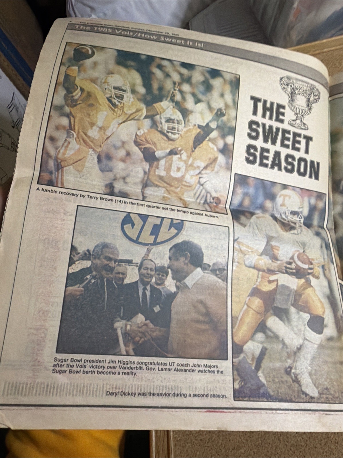 1985 Tennessee Vols Football Sugar Bowl Sugar Vols 2 Paper Special Inserts VG