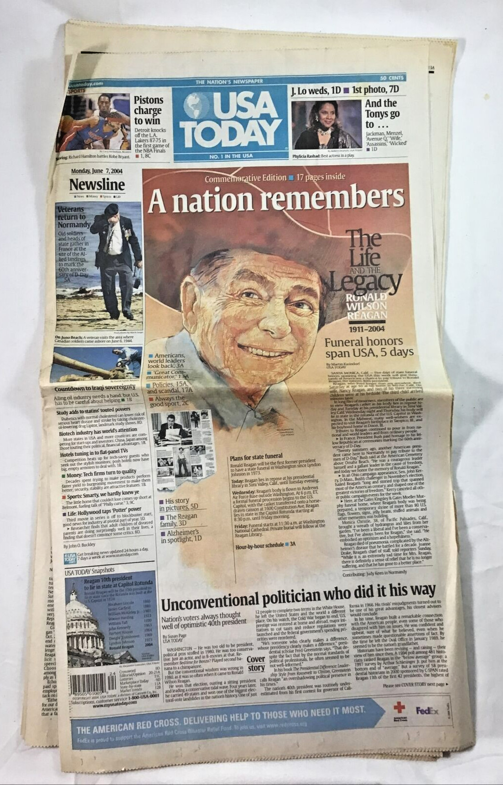 Commemorative Edition A Nation Remembers Ronald Reagan USA Today June 7 2004