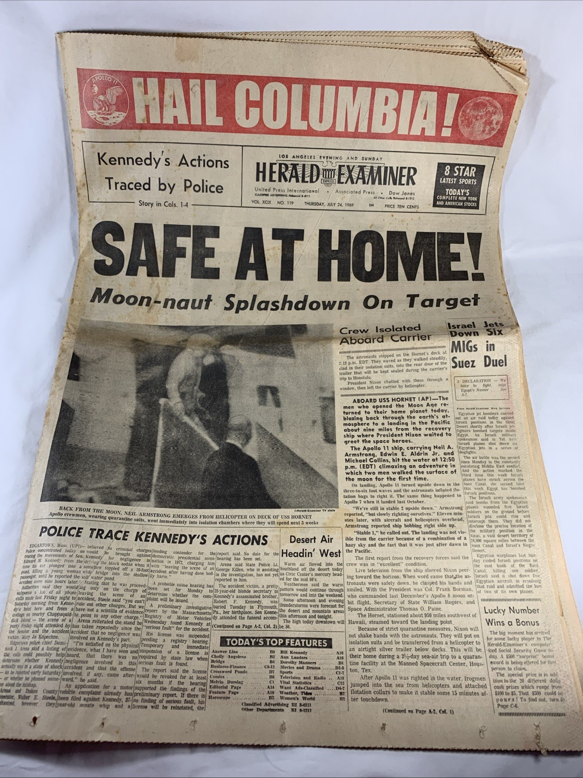 Los Angeles Hearld & Examiner, July 24, 1969, Safe at Home Sec A-D
