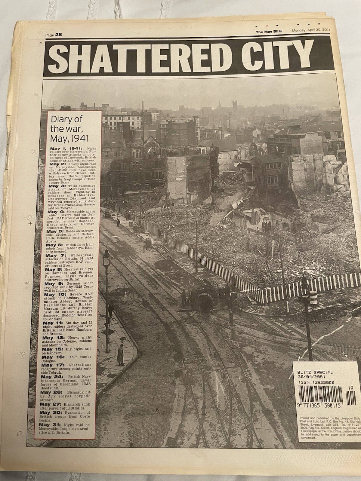 7 X Liverpool Echo Special Edition Papers Liverpool At War The Blitz Atlantic