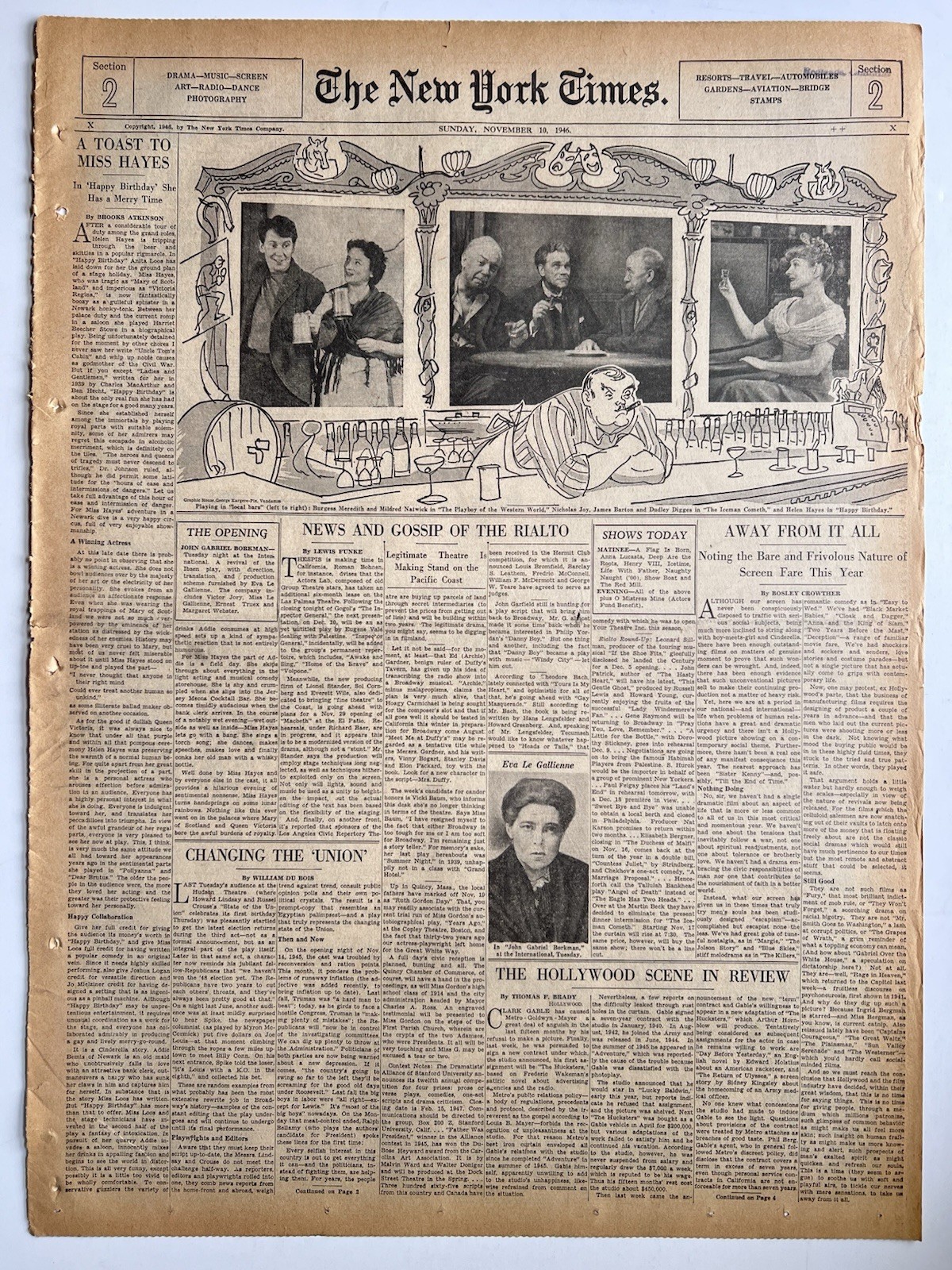 1946 Burgess Meredith Photo New York Times Newspaper Drama Cover Pg 11/10/46 NYT