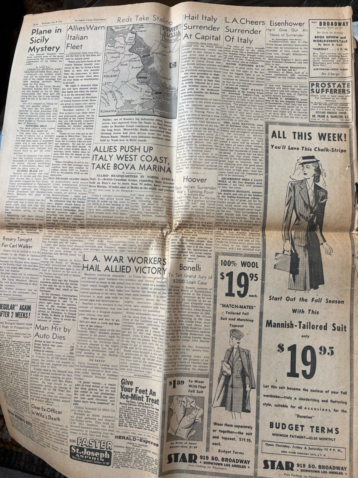 Vintage 1943 WAR EXTRA Newspaper
