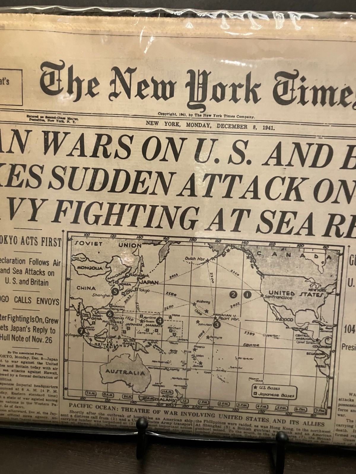 New York Times 50th Commemorative Edition WWII Japan Attacks Newspaper Printed 1