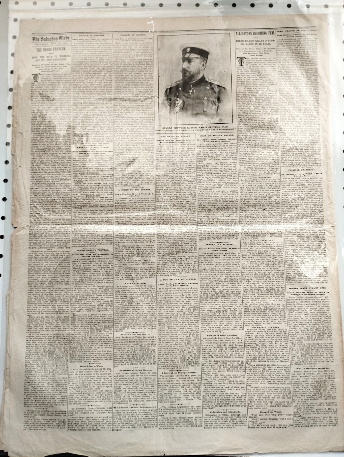 1903 Slavery – Utica Saturday Globe Vtg Newspaper in color