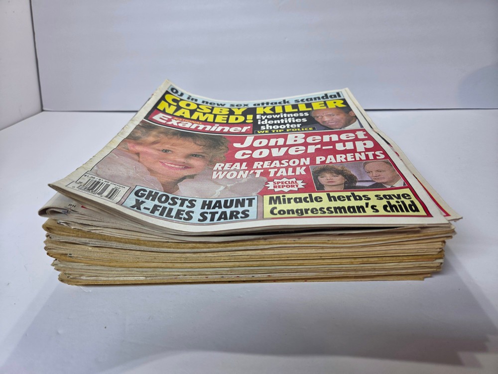 21 Vintage 1990’s Tabloids GLOBE STAR NATIONAL EXAMINER ENQUIRER JonBenet Ramsey