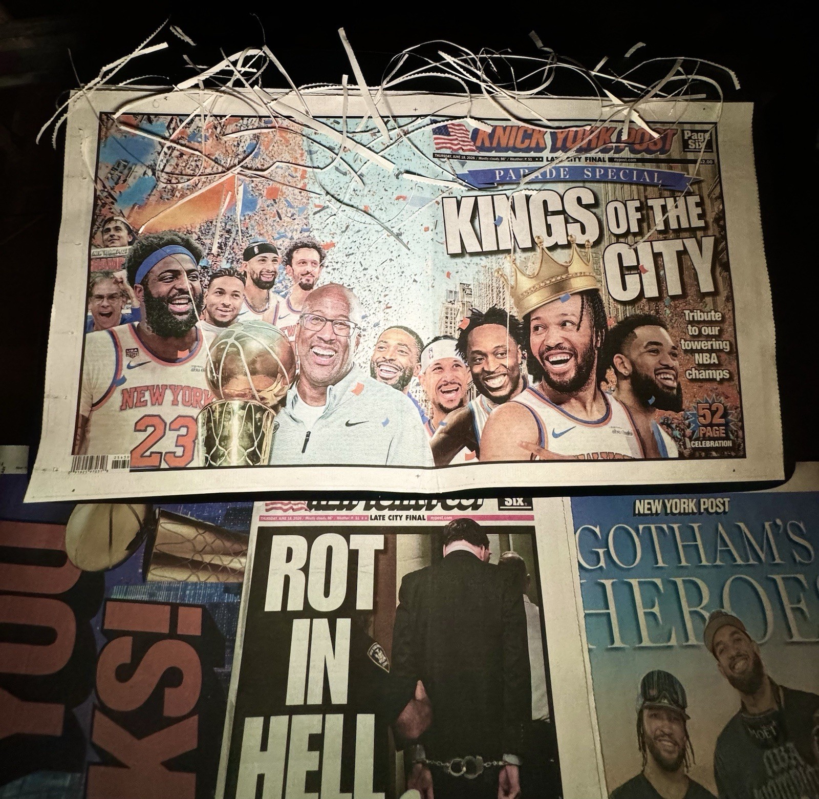KNICKS PARADE LOT x2 CITY OF LOVE KINGS OF NEW YORK Post Newspaper 6/19/26 6/18