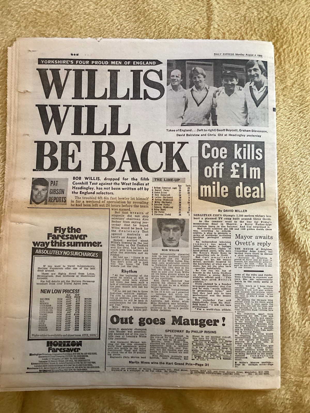 Plane Crash John Spiers Queen Mother80 Express August 4 1980 Original Newspaper