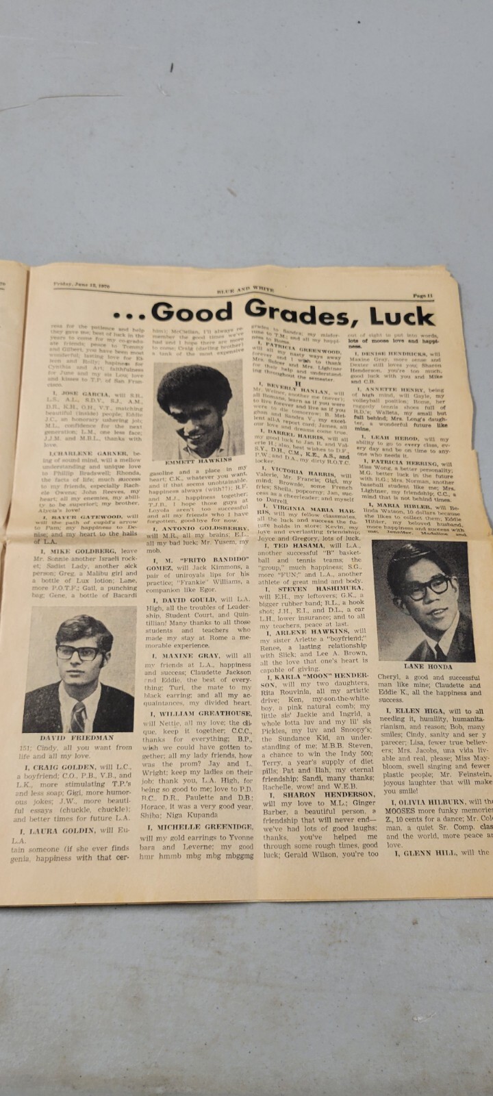 Vintage Rare 1970 LA High School Americana Wassimba Wajasiris Black Newspaper