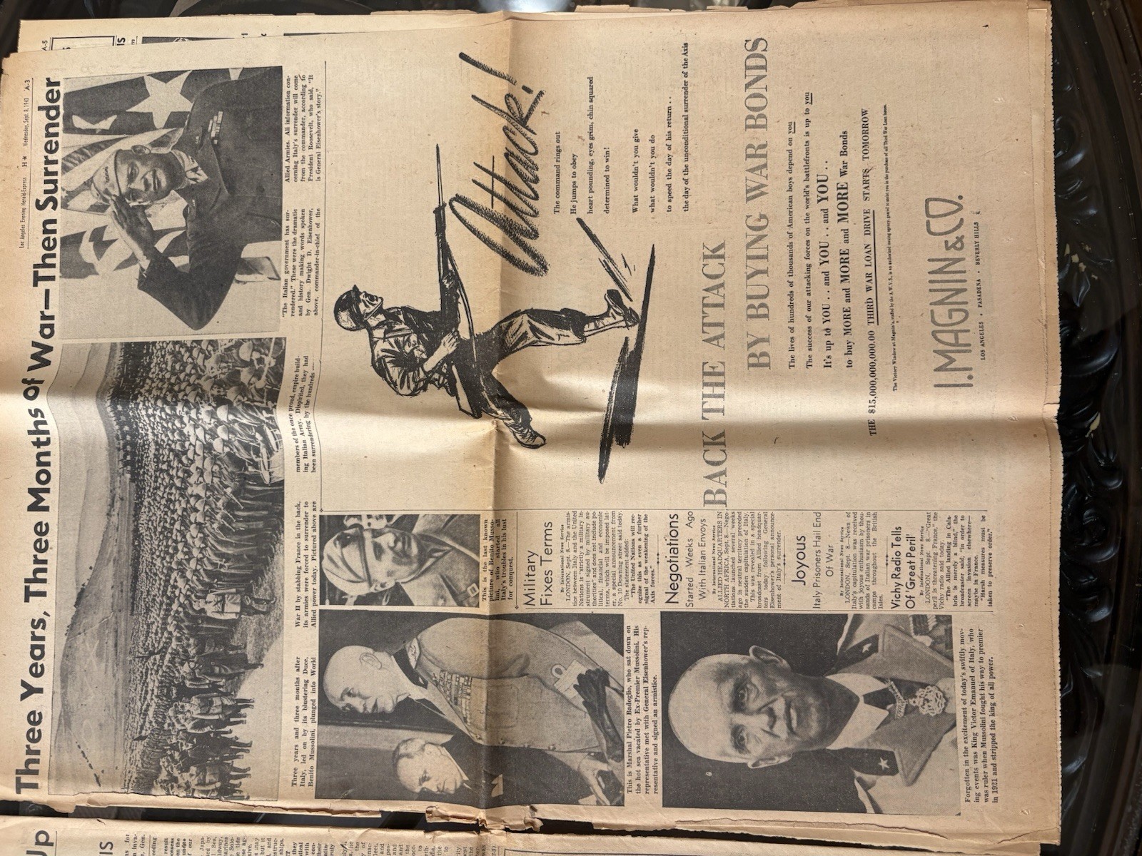Vintage 1943 WAR EXTRA Newspaper