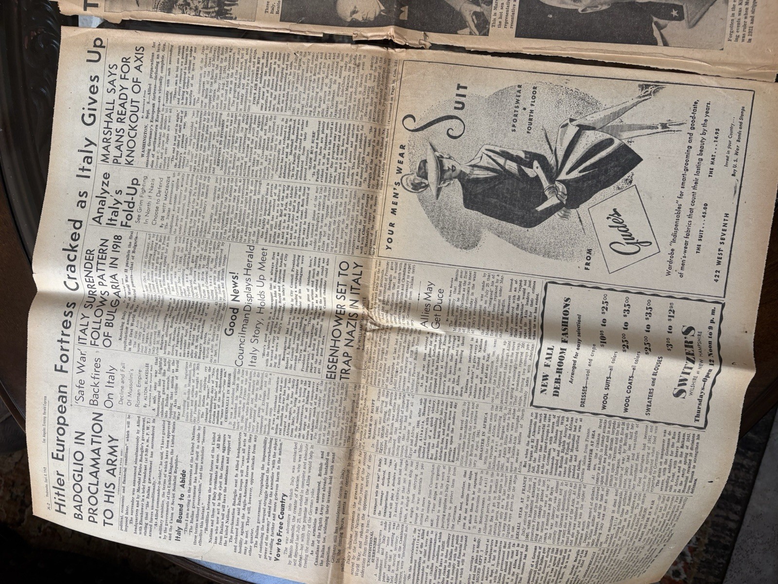 Vintage 1943 WAR EXTRA Newspaper
