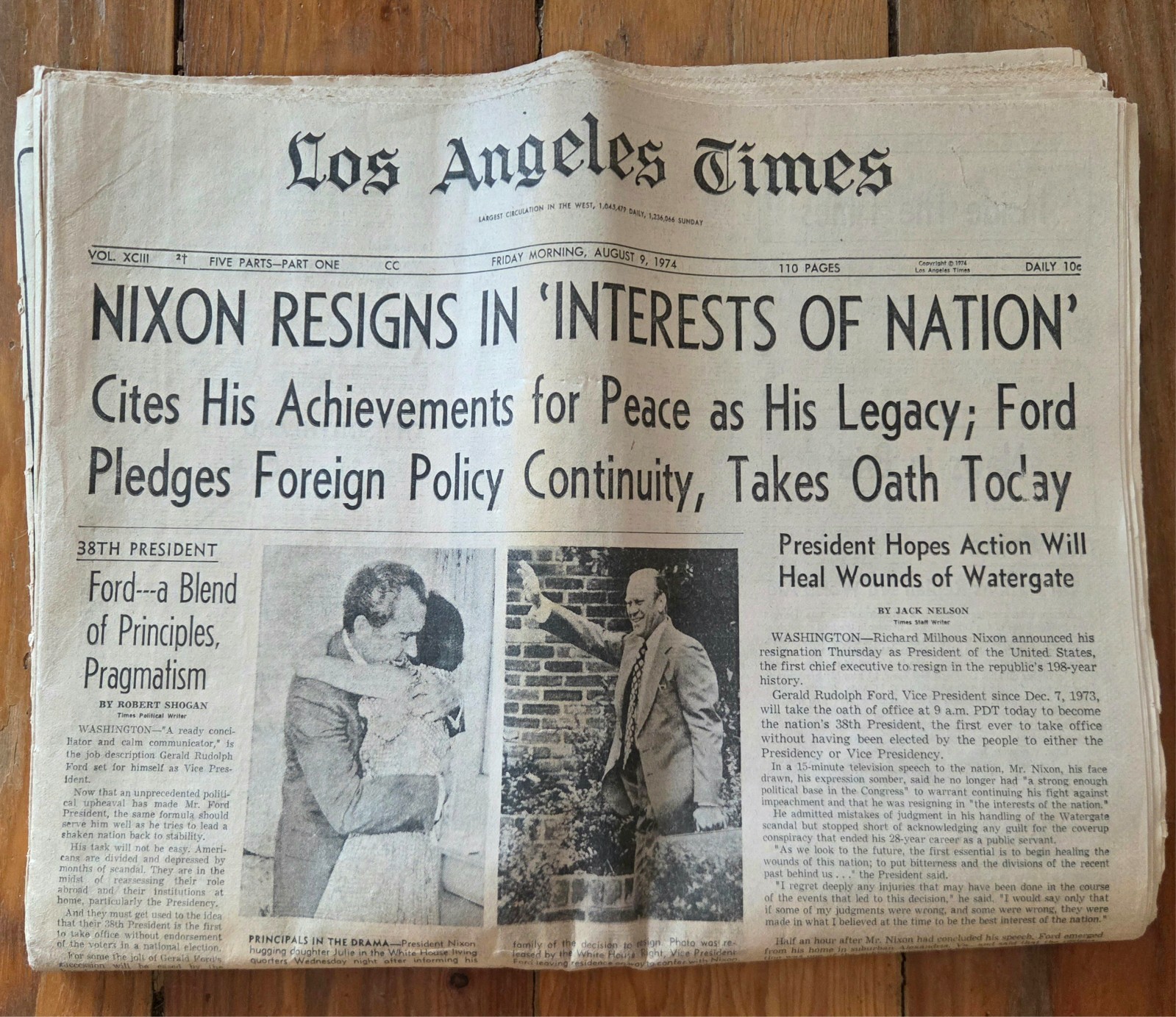 NIXON RESIGNS Aug 9 1974 L A Times Entire Newspaper