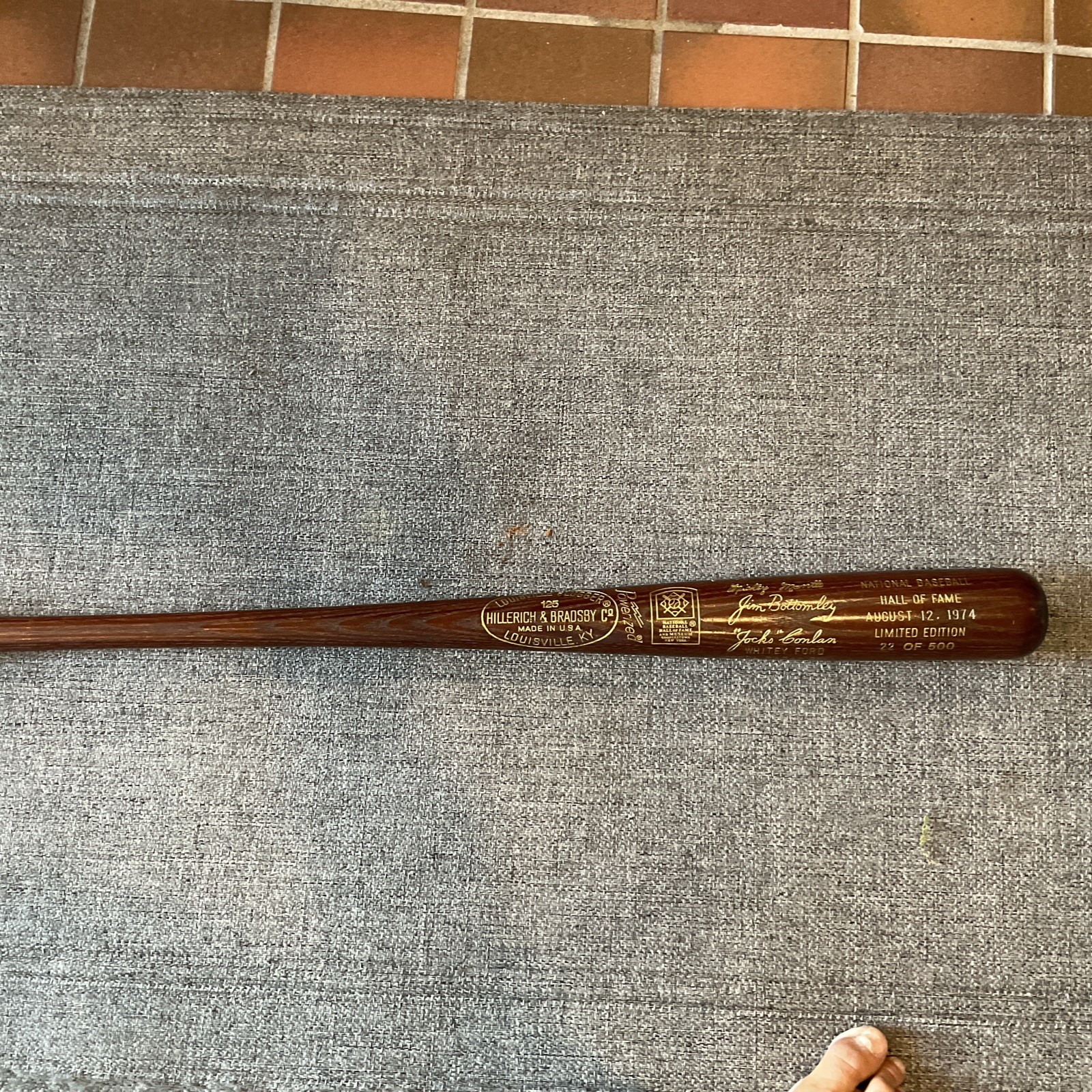 National Baseball Hall of Fame bat dated August 12, 1974 number 22 of 500
