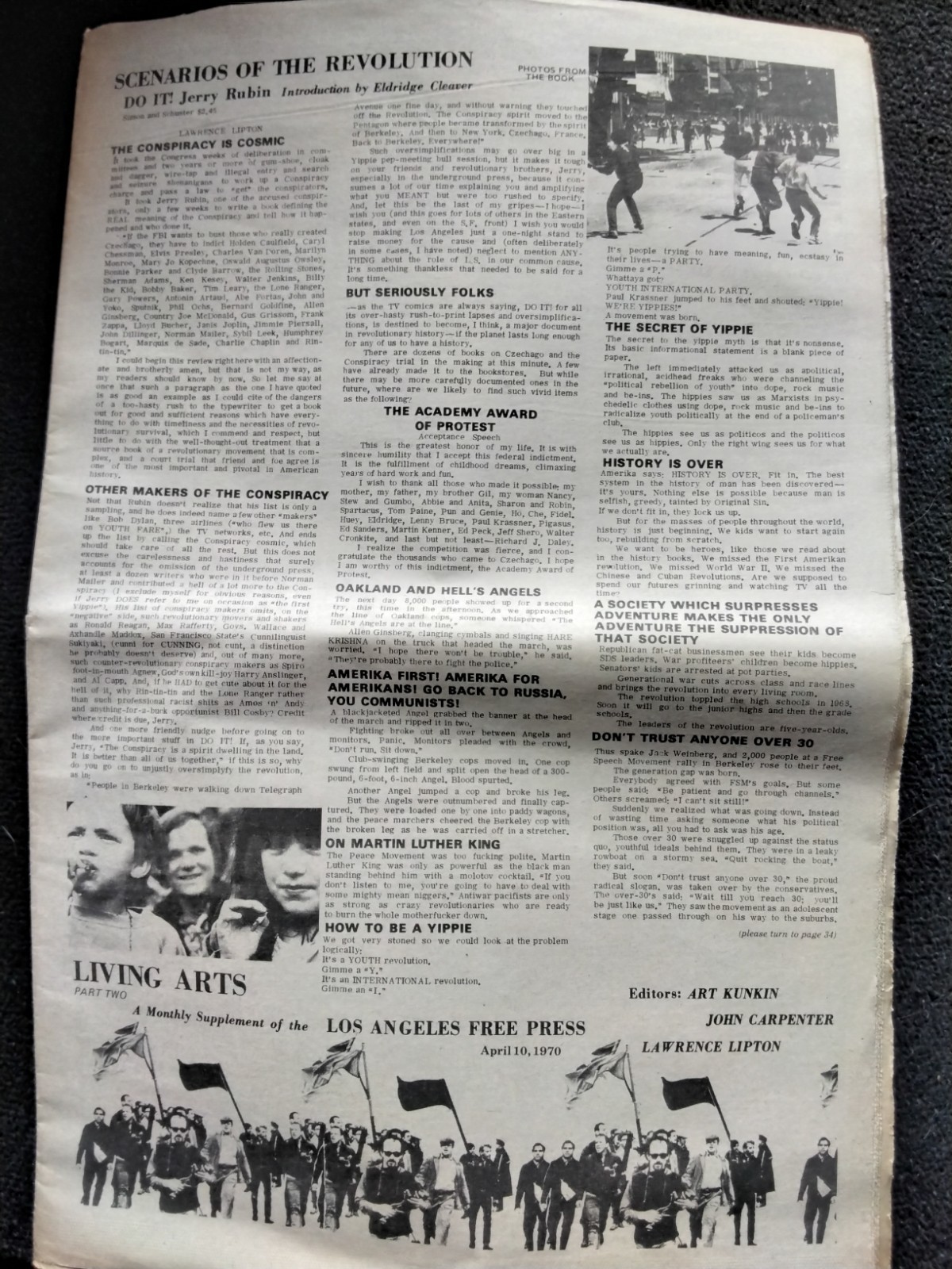 LOS ANGELES FREE PRESS NEWSPAPER – LIVING ARTS MONTHLY SUPPLEMENT APRIL 10 1970