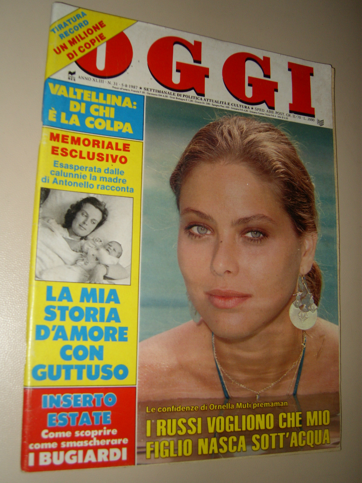 TODAY = 1987/31 = ORNELLA MUTI = ISABELLA RIZZOLI = VALTELLINA ALLUVIONE = ACHILLE SERRA =
