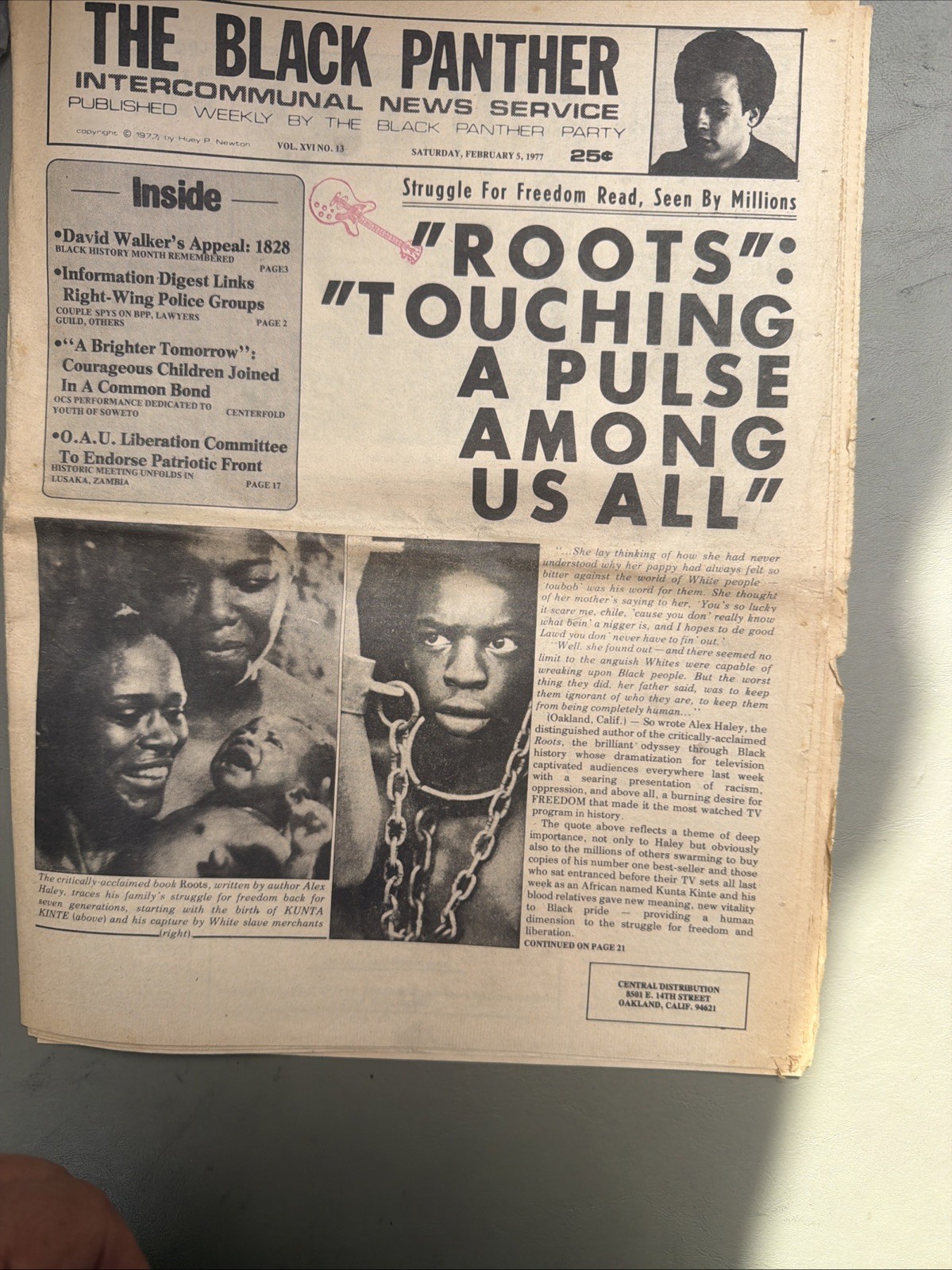 THE BLACK PANTHER PARTY NEWSPAPER – FEBRUARY 5, 1977 Huey Newton ROOTS TV Show