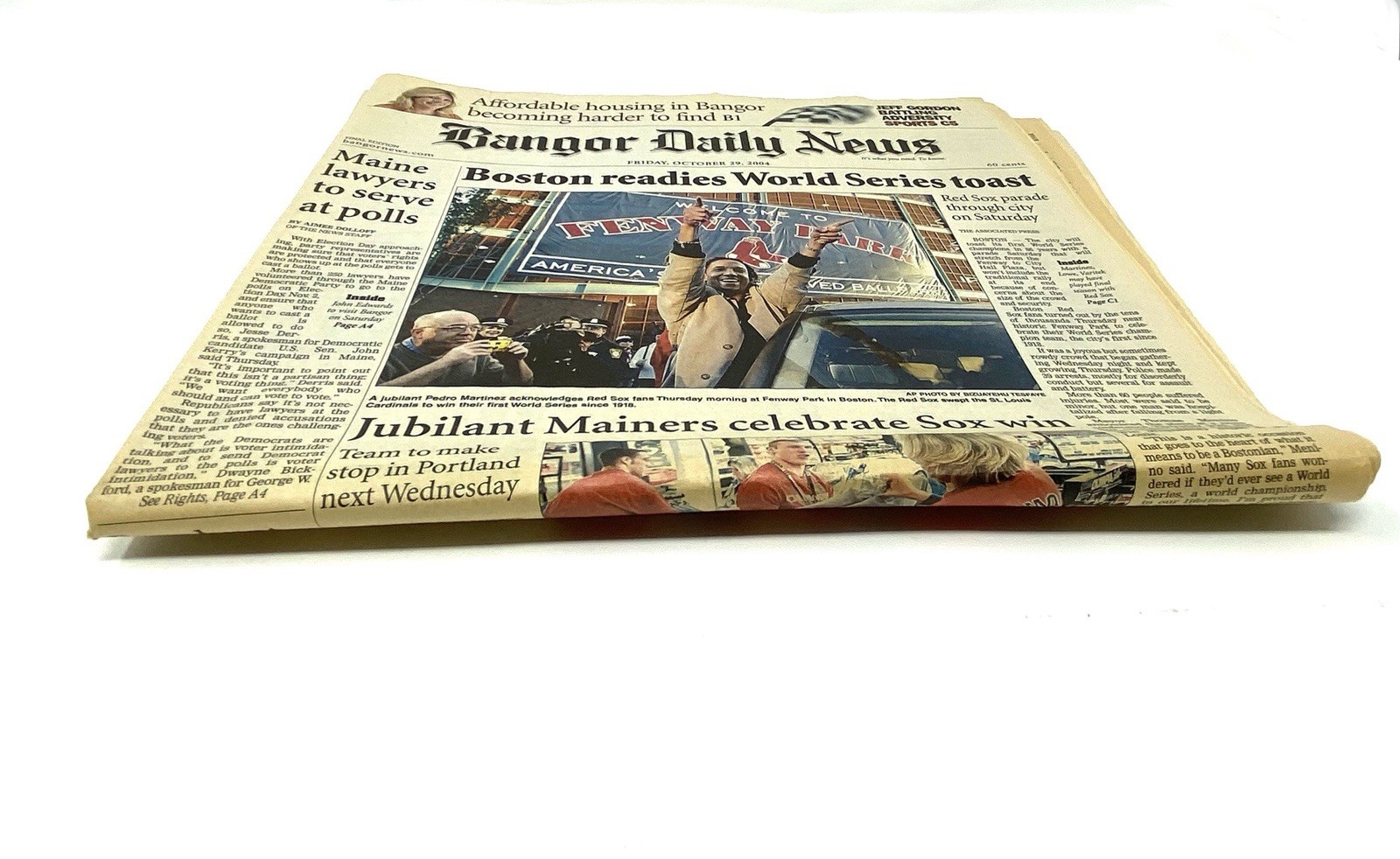 2004 Boston Red Sox World Series Champions newspaper Bangor Daily News (Maine)