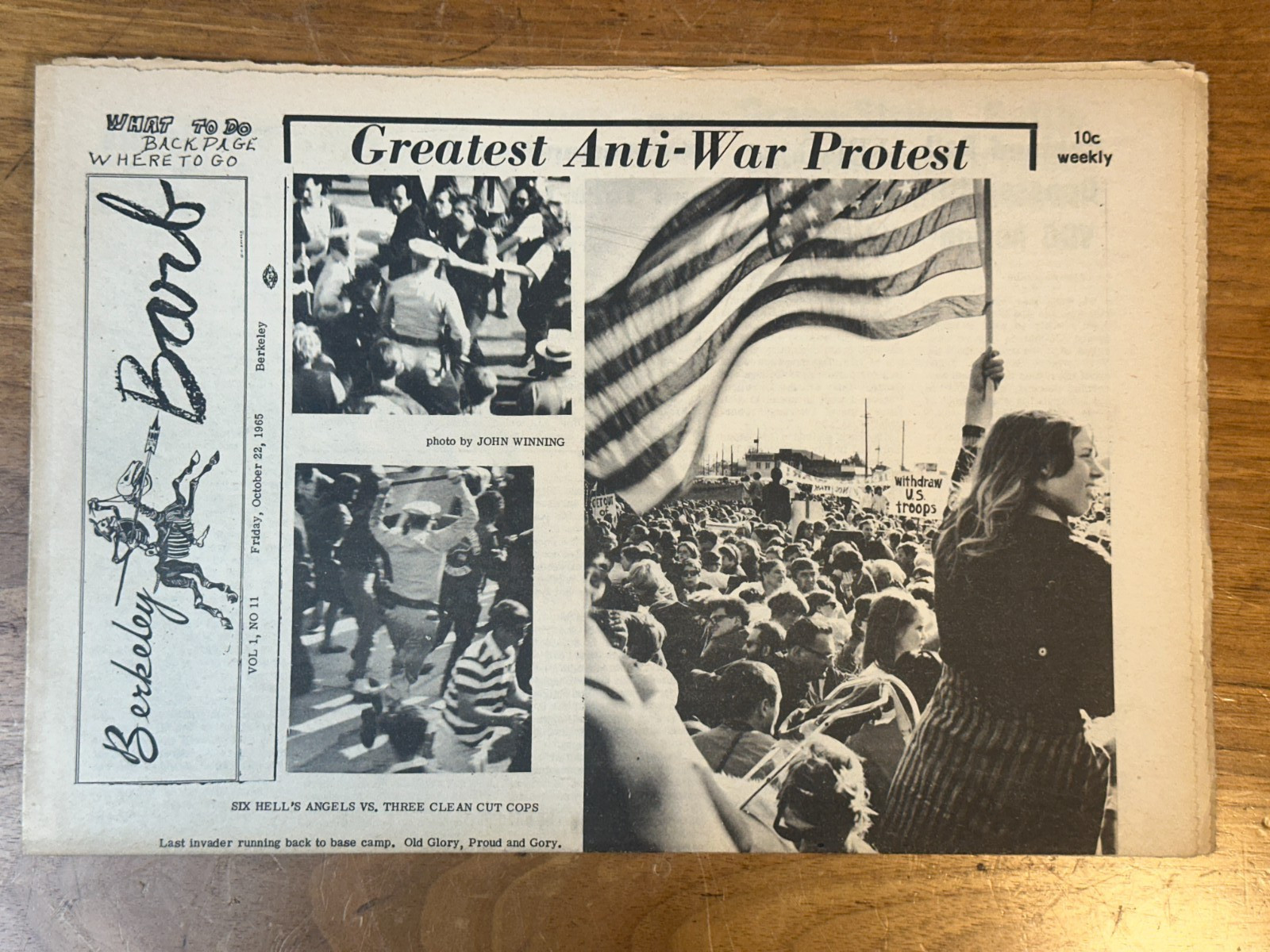 RARE Berkeley Barb Vol 1 No 11 1965 Greatest Anti-War Protest Newspaper