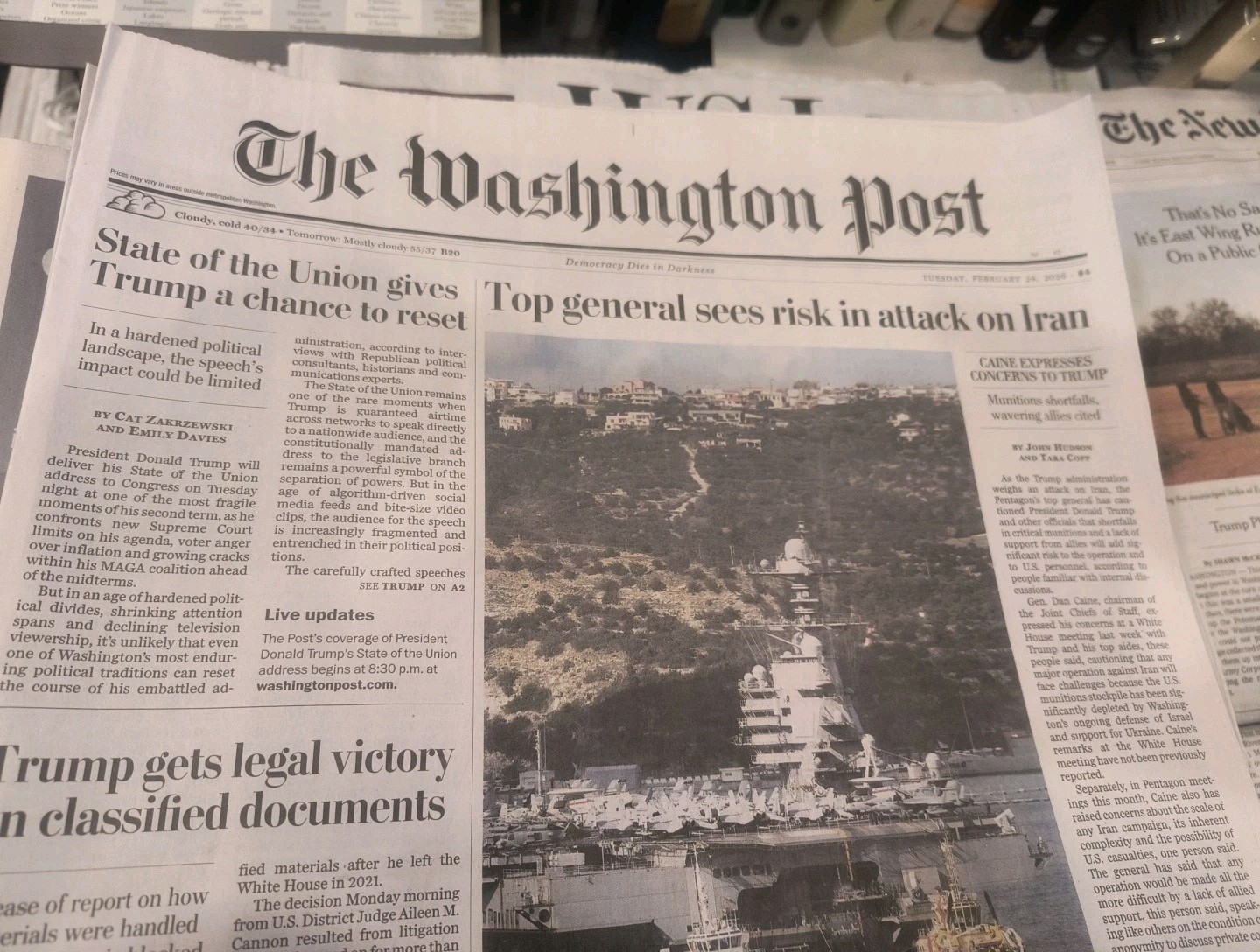 The Washington Post Tuesday February 24 2026 Top General Sees Risk In Attack On