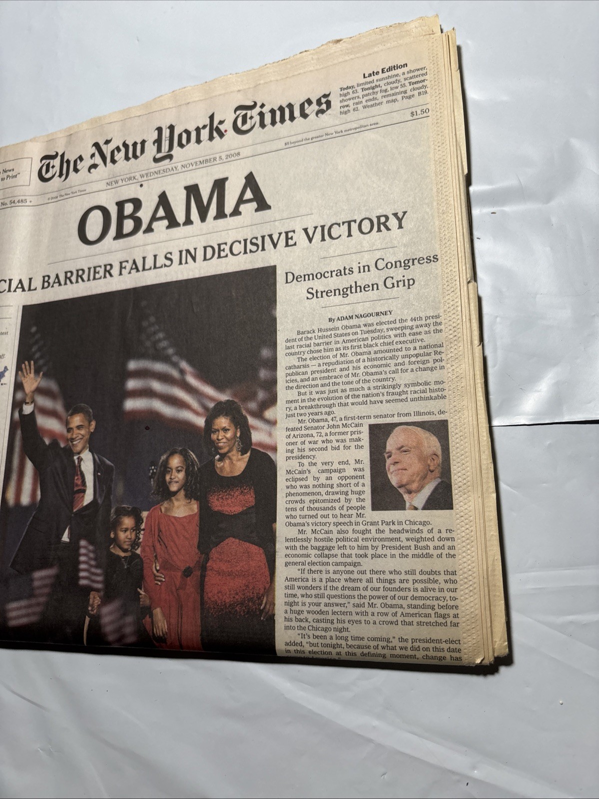Obama Election Win Lot Of 3 Copies New York Times Newspaper Issue Nov. 5th 2008