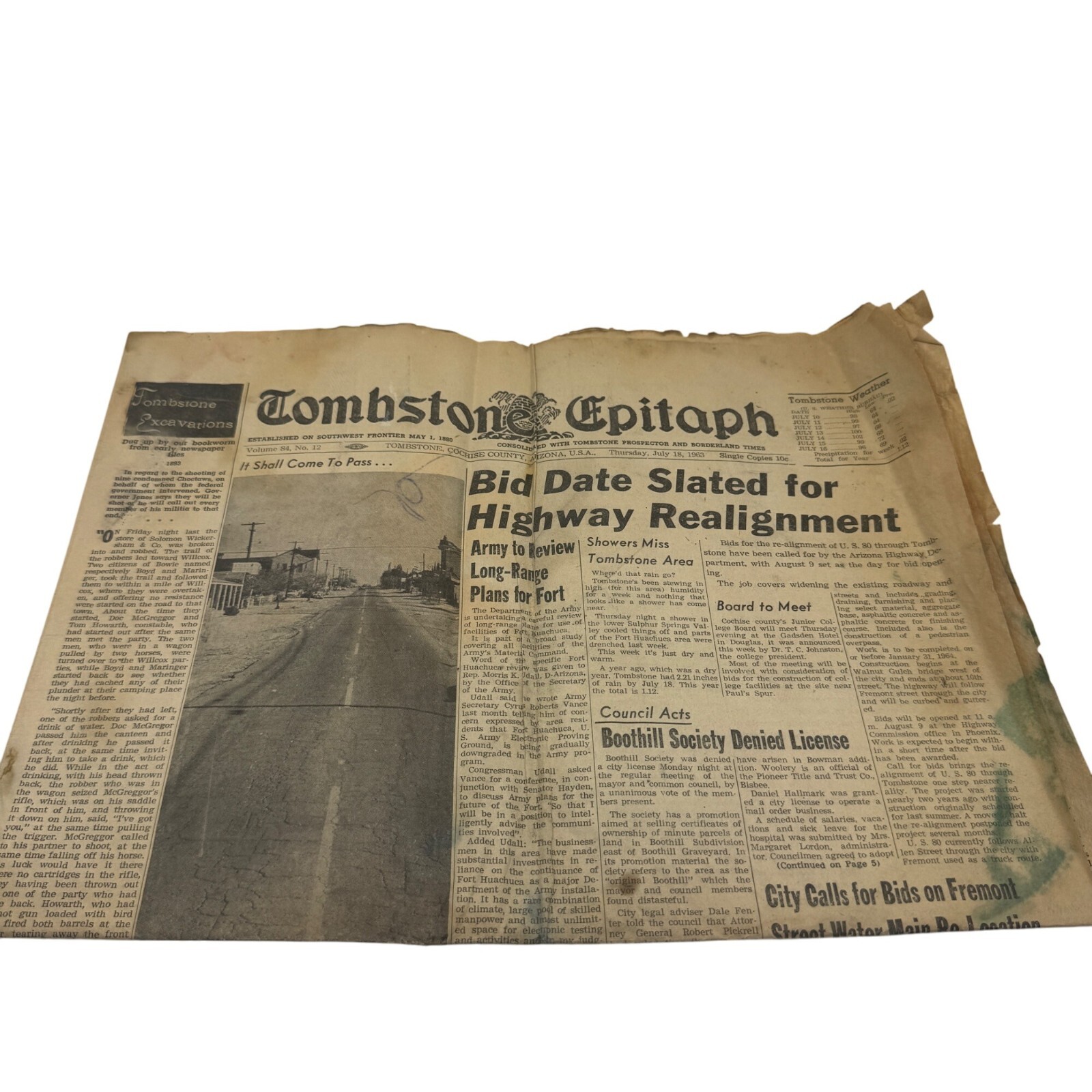 Vintage 1963 Tombstone Epitaph Newspaper July 18 Edition