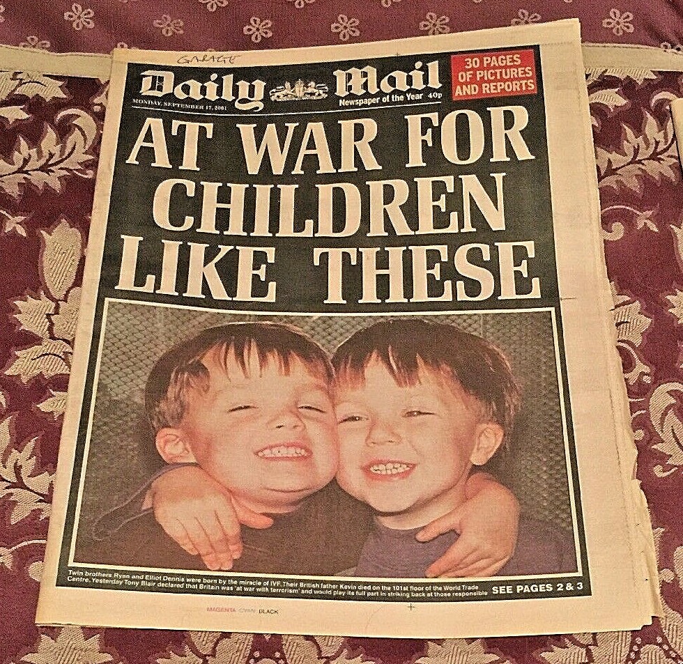 * 6 x Daily Mail Newspapers – 12th to 17th September 2001 9/11 Editions – RARE *