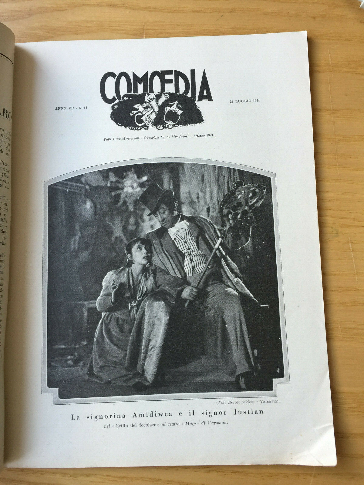 MONDADORI COMEDIA PERIODICO COMEDIA E VITA THEATRALE N° 14 1924 BONASPETTI 2/19