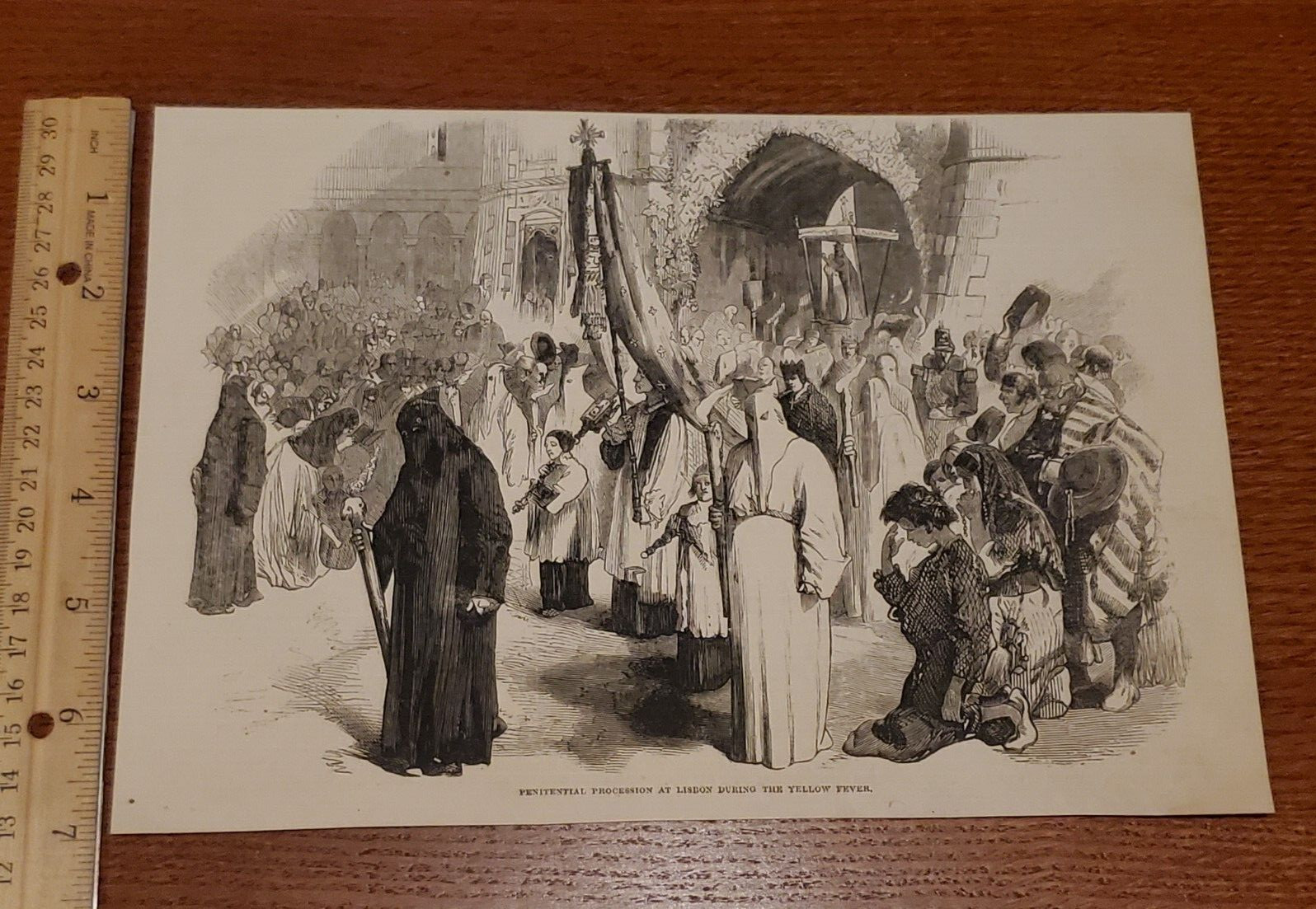 Harper’s Weekly 1858 Sketch PENITENTIAL PROCESSION AT LISBON DURING YELLOW FEVER